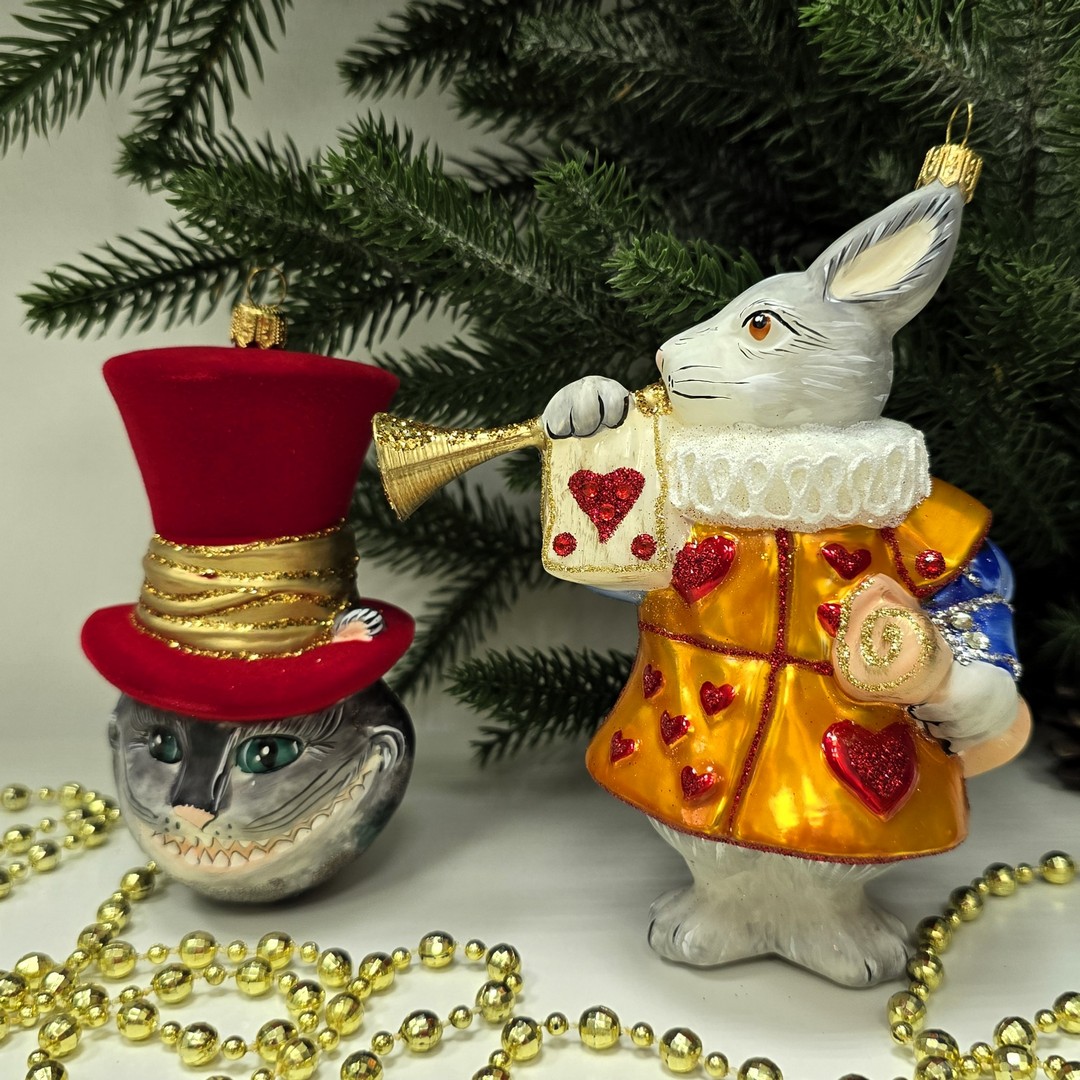 фото Набор ёлочных игрушек Белый кролик и Чеширский кот