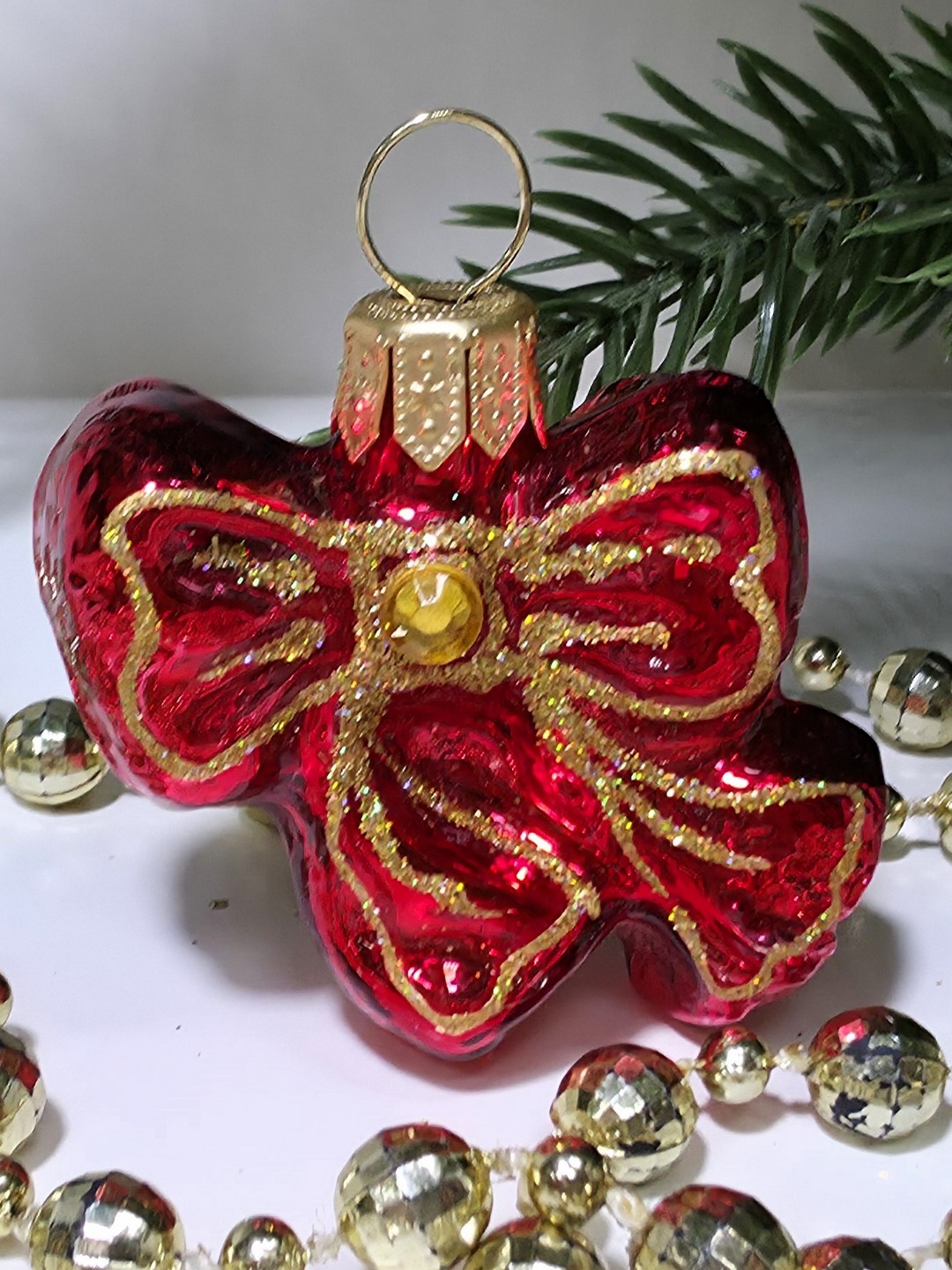 фото Стеклянная елочная игрушка Бантик