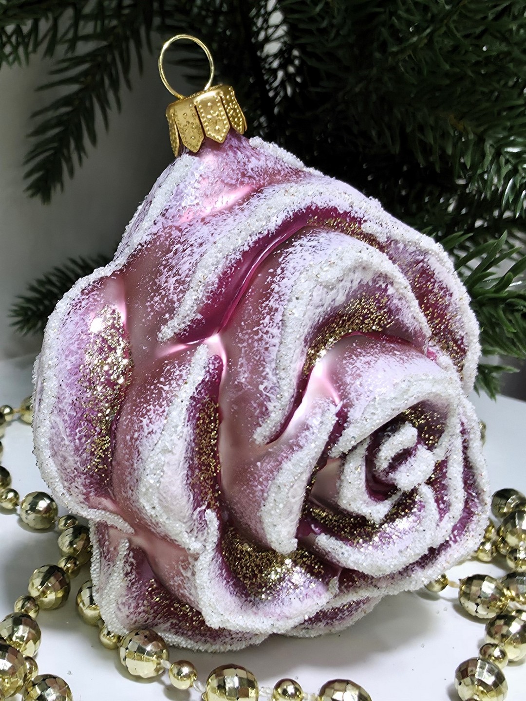 фото Стеклянная елочная игрушка Роза