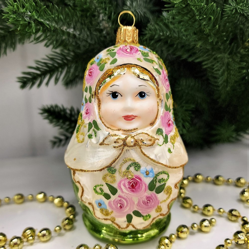 фото Стеклянная елочная игрушка Матрешка Версаль