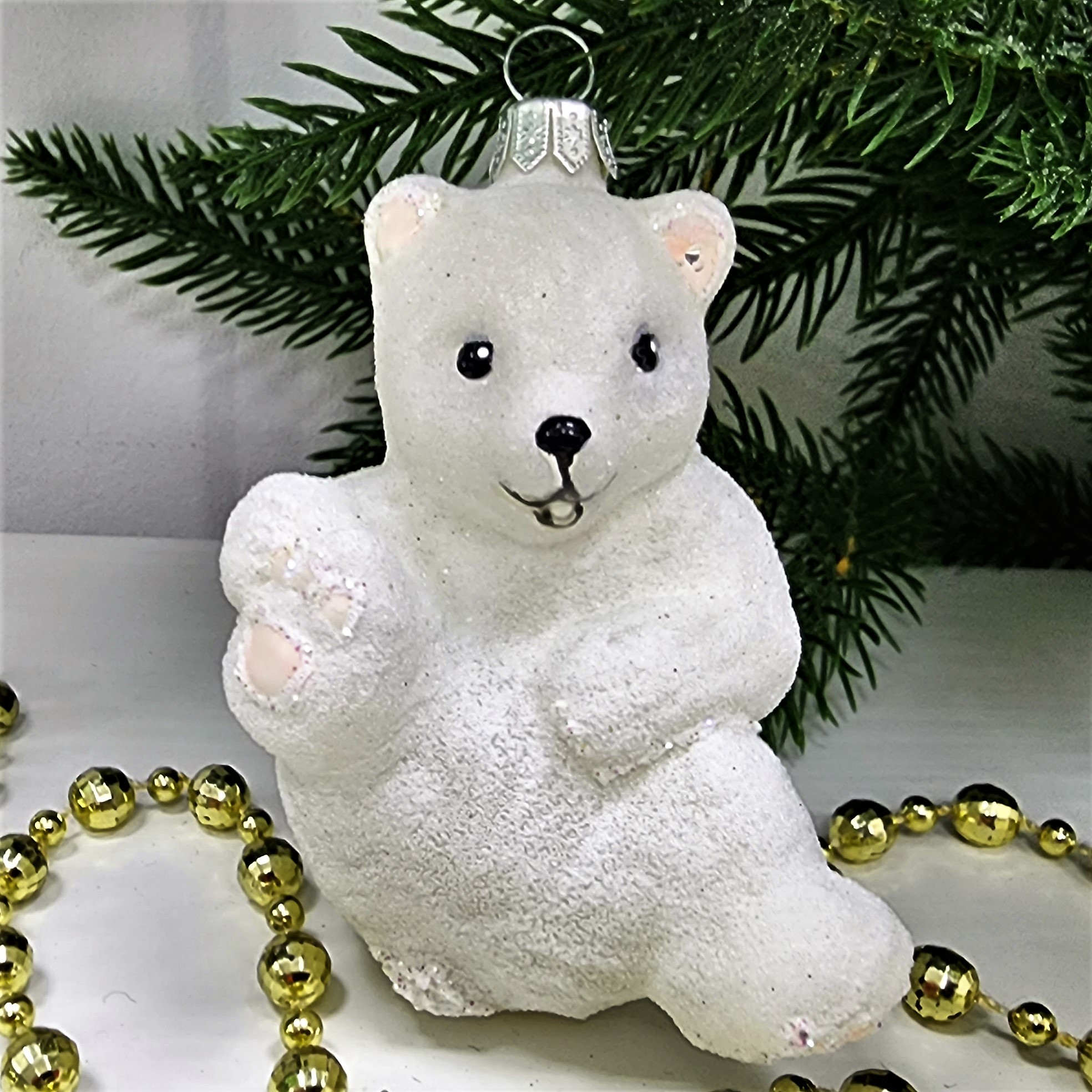 фото Стеклянная елочная игрушка Медвежонок Умка