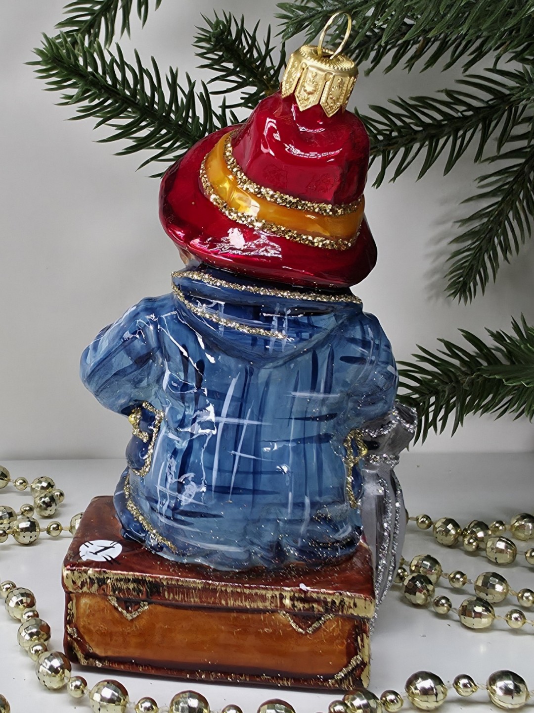 фото Стеклянная елочная игрушка Мишка Паддингтон