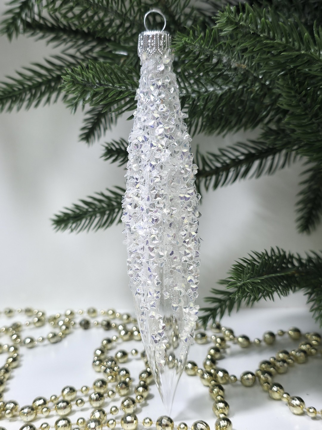 фото Стеклянная елочная игрушка Сосулька