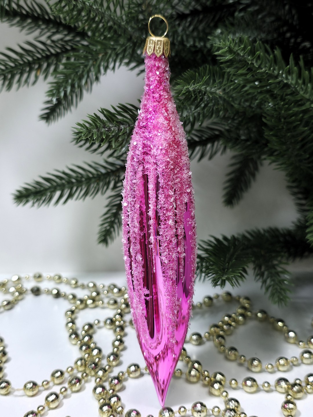 фото Стеклянная елочная игрушка Сосулька