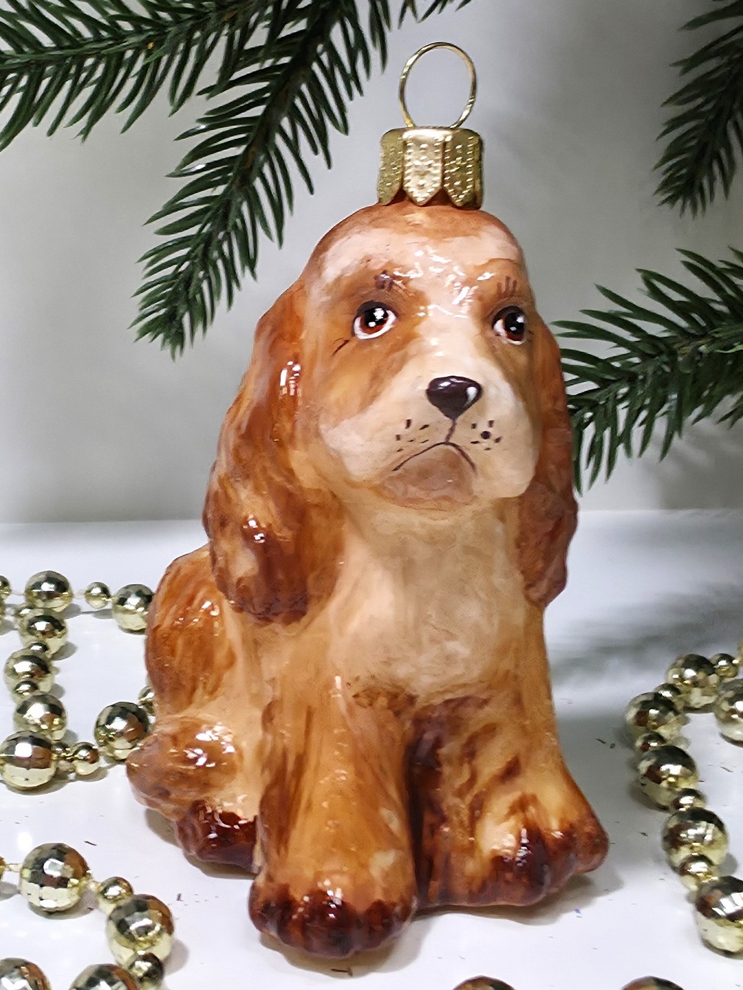 фото Стеклянная елочная игрушка Спаниель