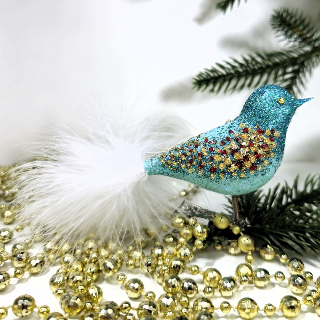 фото Стеклянная елочная игрушка Птичка