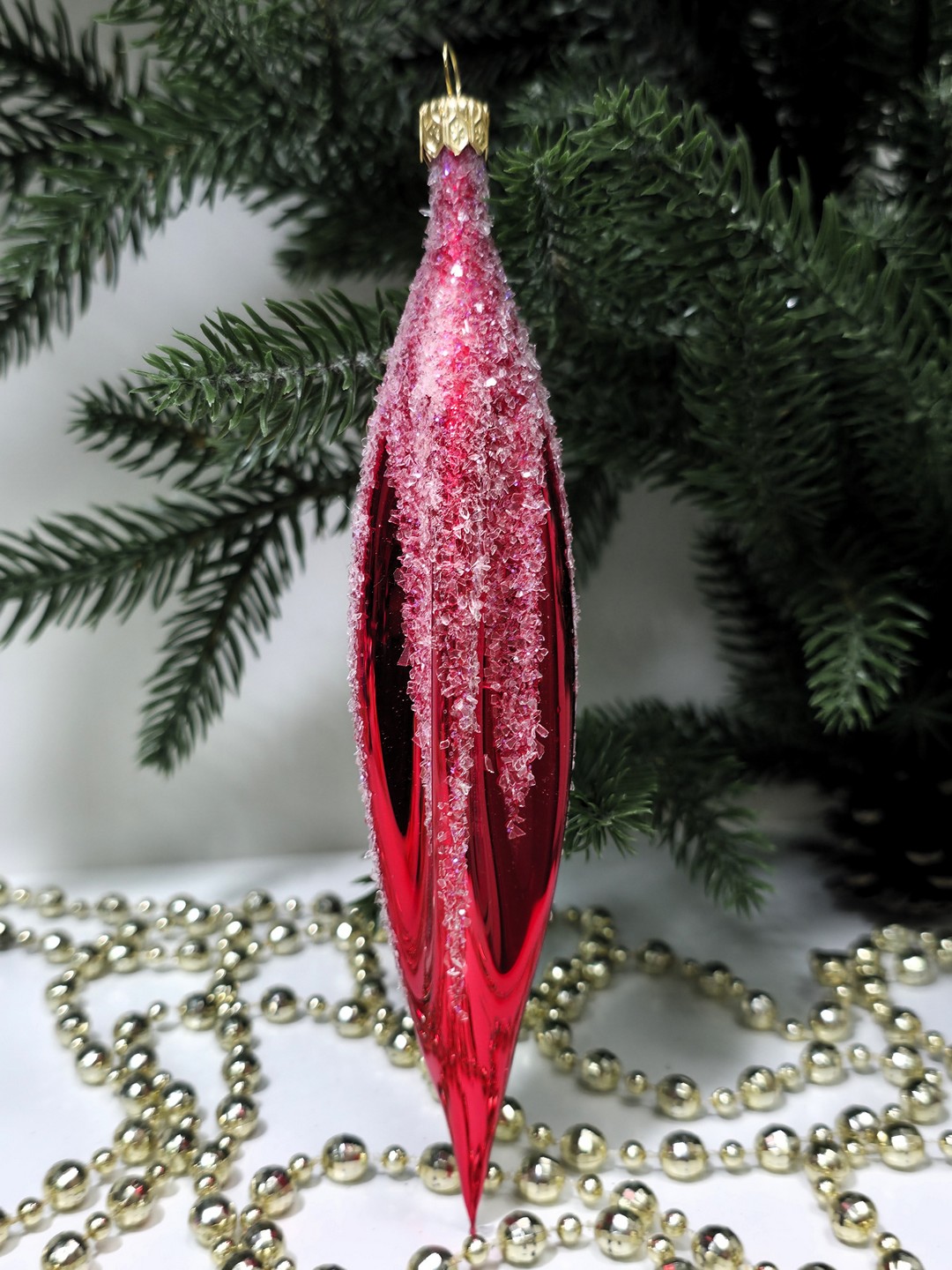 фото Стеклянная елочная игрушка Сосулька