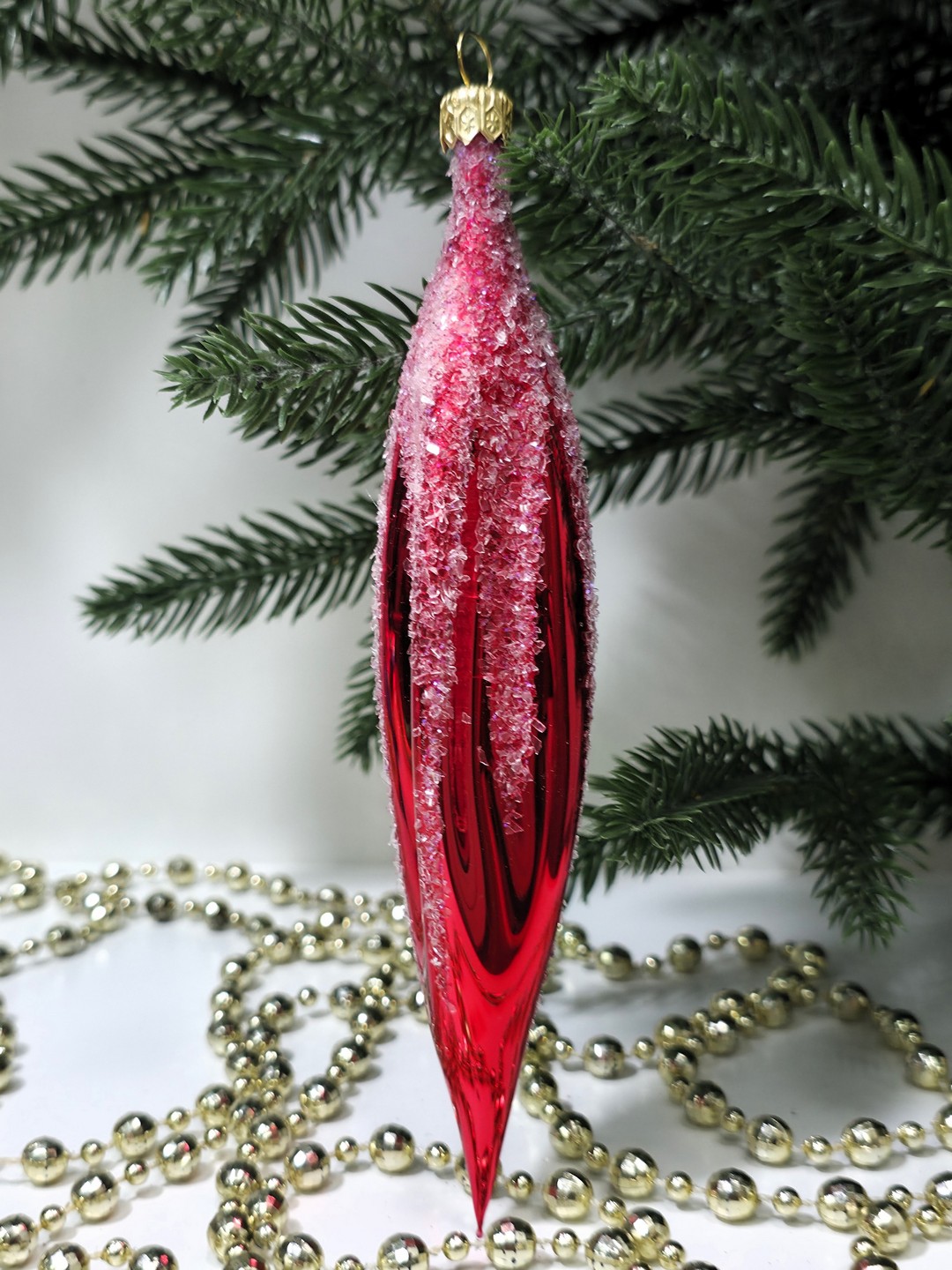 фото Стеклянная елочная игрушка Сосулька