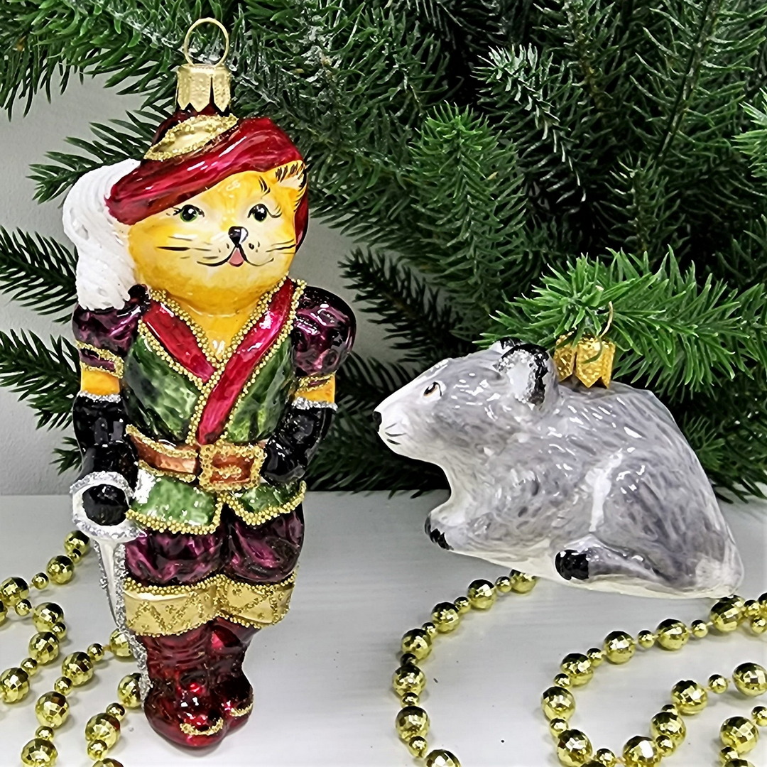 фото Набор ёлочных игрушек Кот в сапогах и мышонок