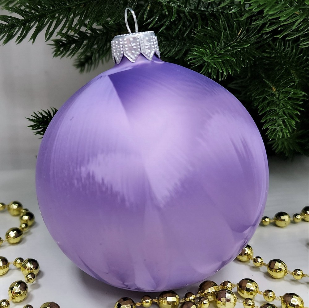 фото Стеклянный шар 80 мм Морозко фиолет