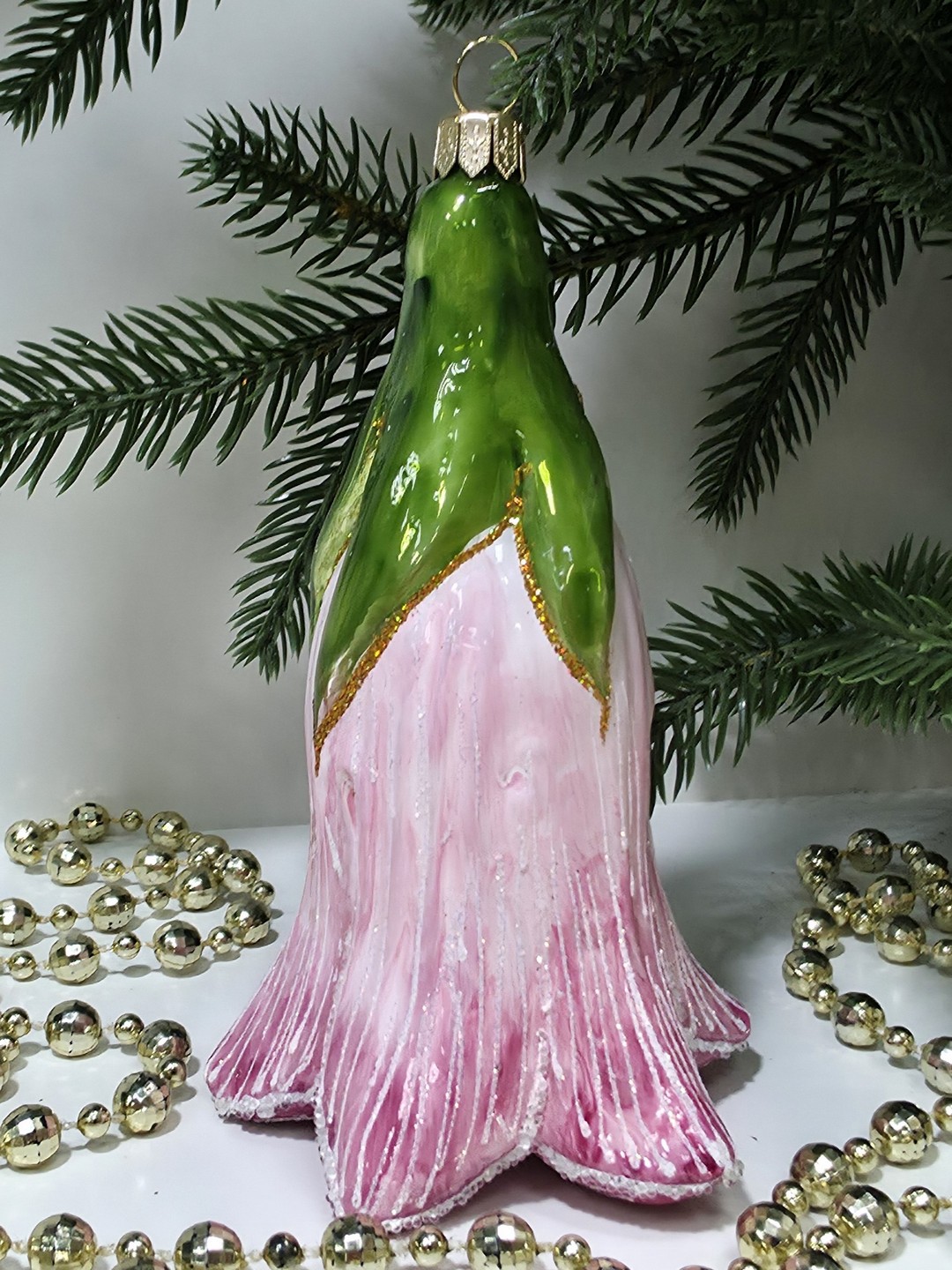 фото Стеклянная елочная игрушка Цветочек