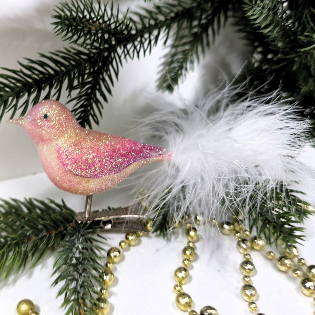 фото Стеклянная елочная игрушка Птичка