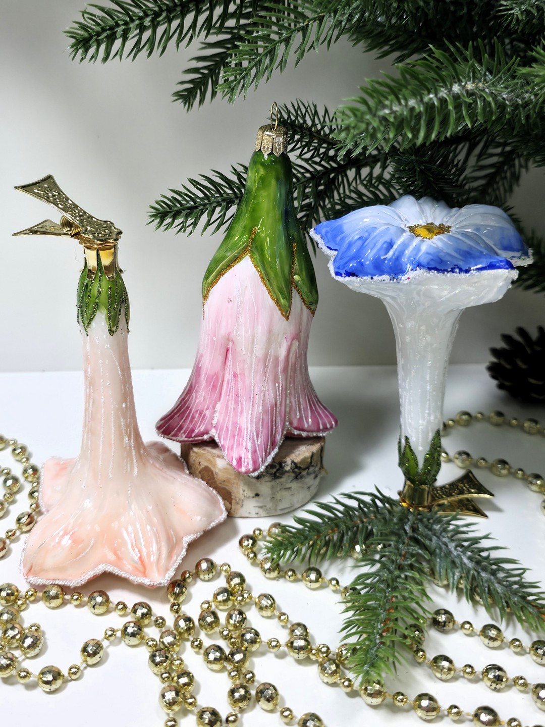 фото Набор ёлочных игрушек Три цветочка