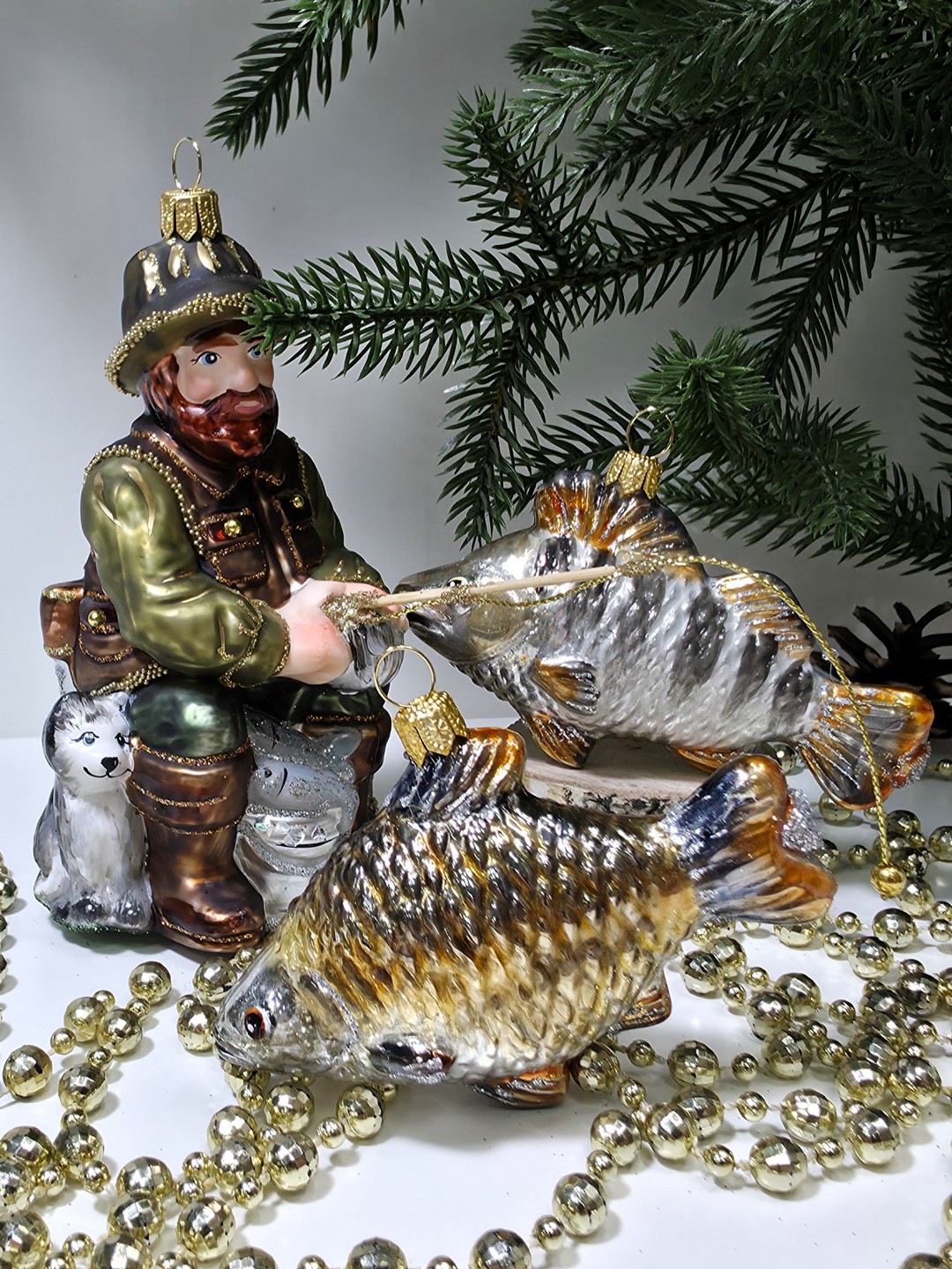 фото Набор ёлочных игрушек Рыбак и две рыбки