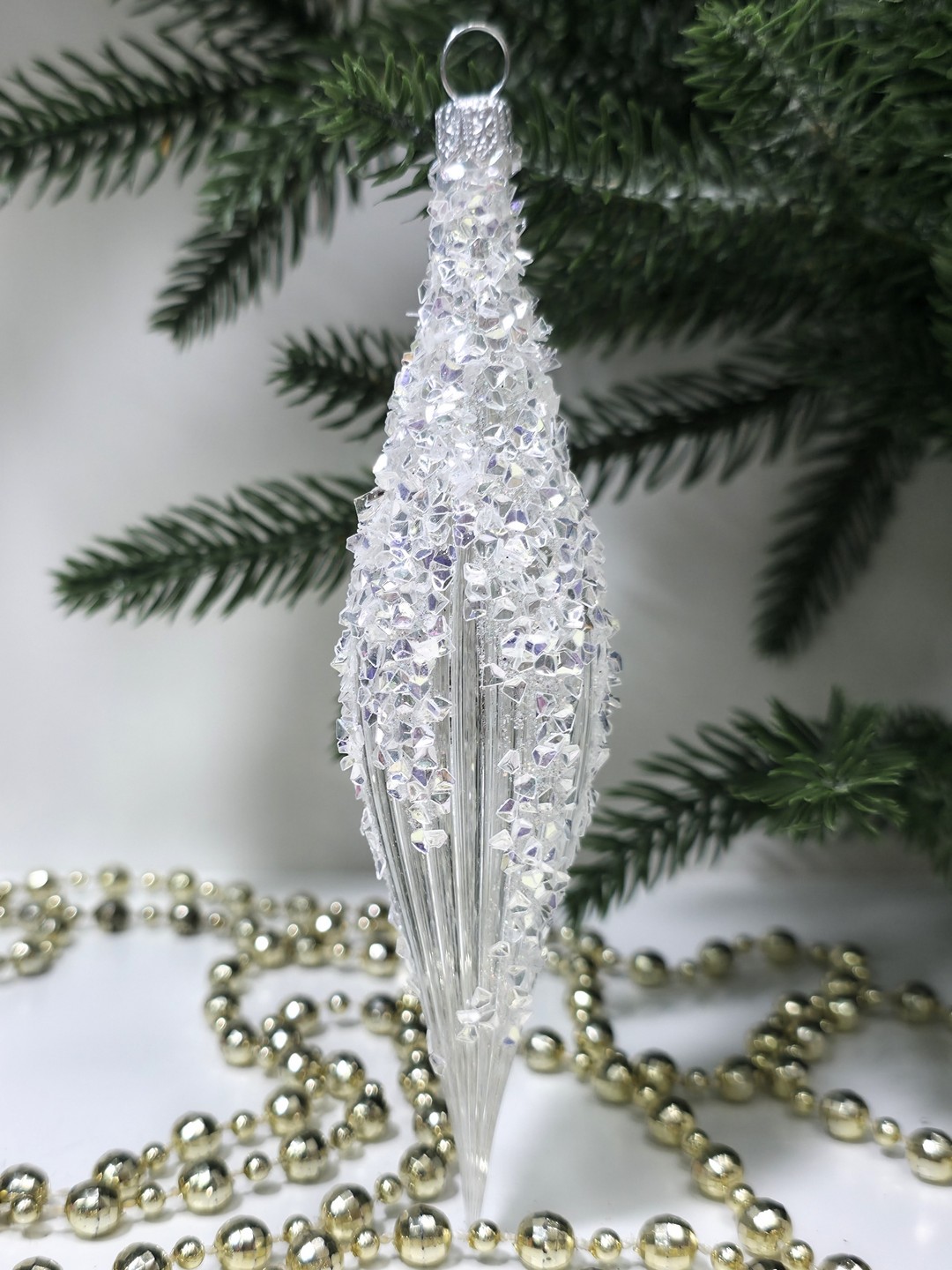 фото Стеклянная елочная игрушка Сосулька