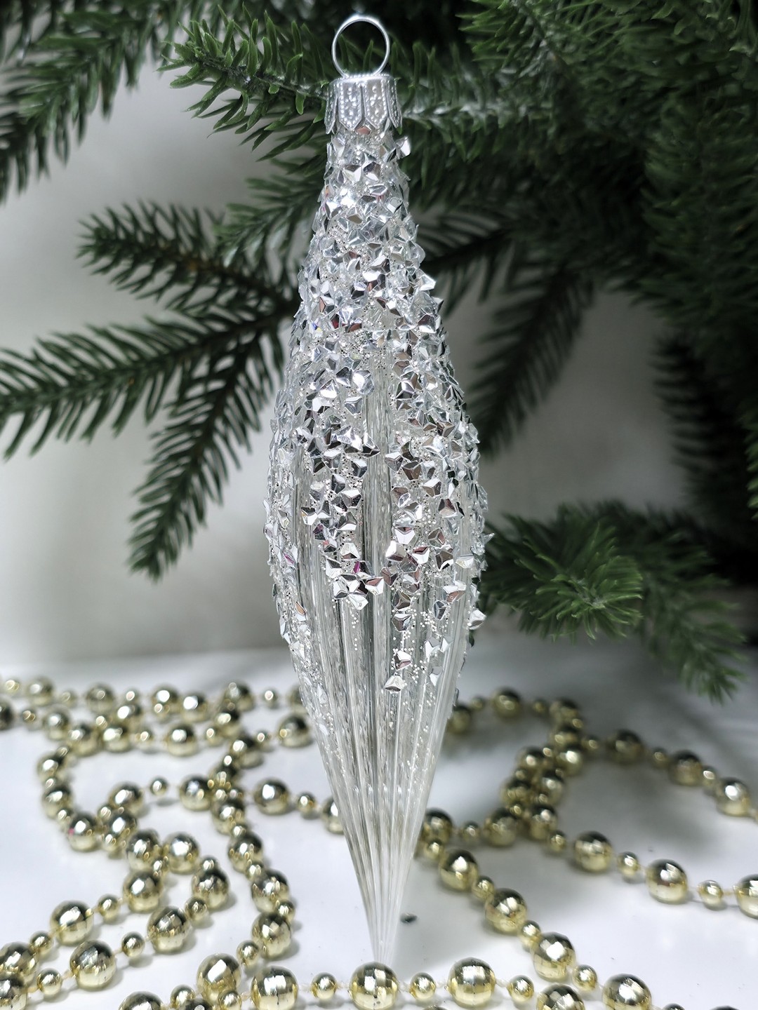 фото Стеклянная елочная игрушка Сосулька