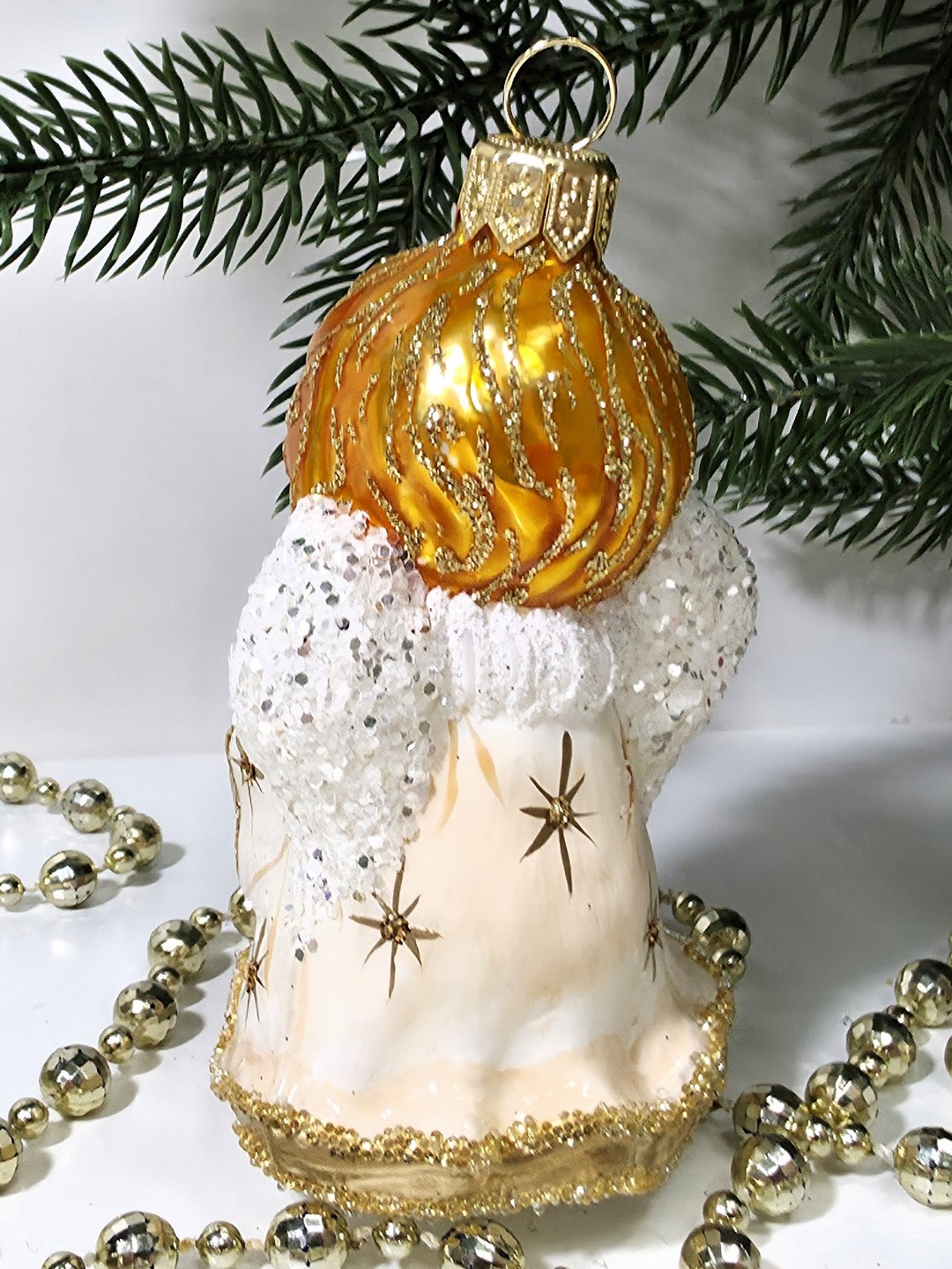 фото Стеклянная елочная игрушка Ангел с книгой