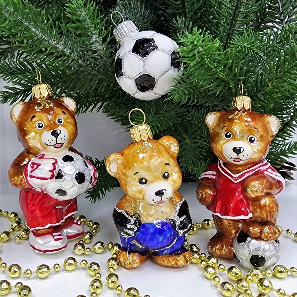 фото Набор ёлочных игрушек Мишки футболисты и мяч
