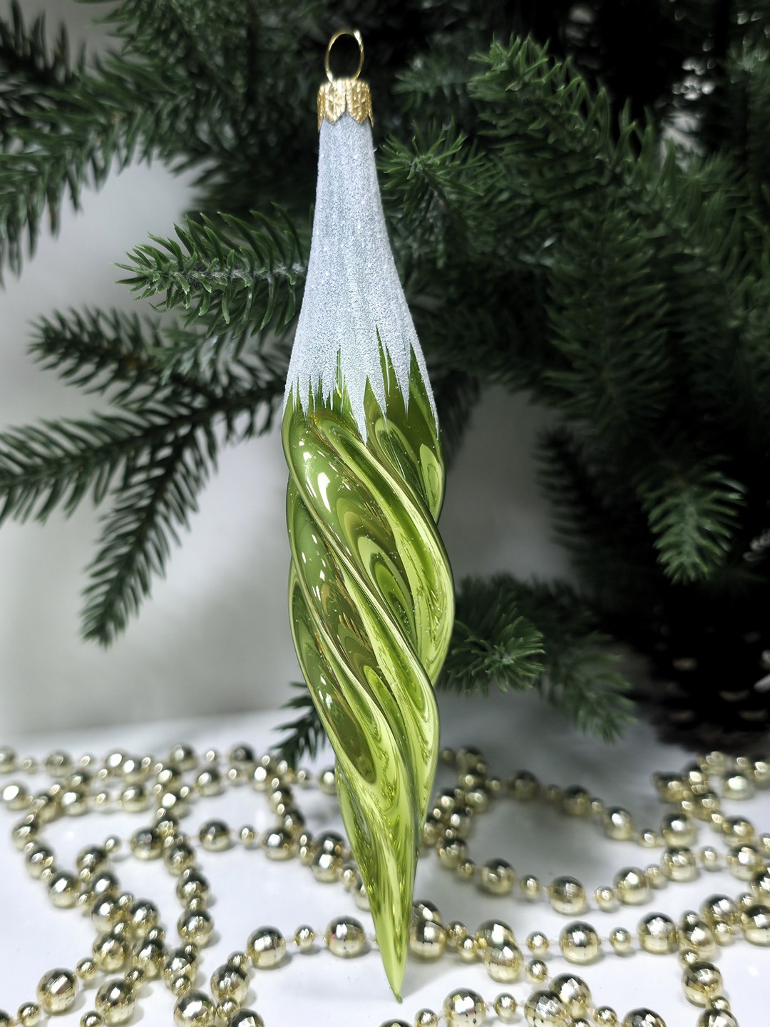 фото Стеклянная елочная игрушка Сосулька