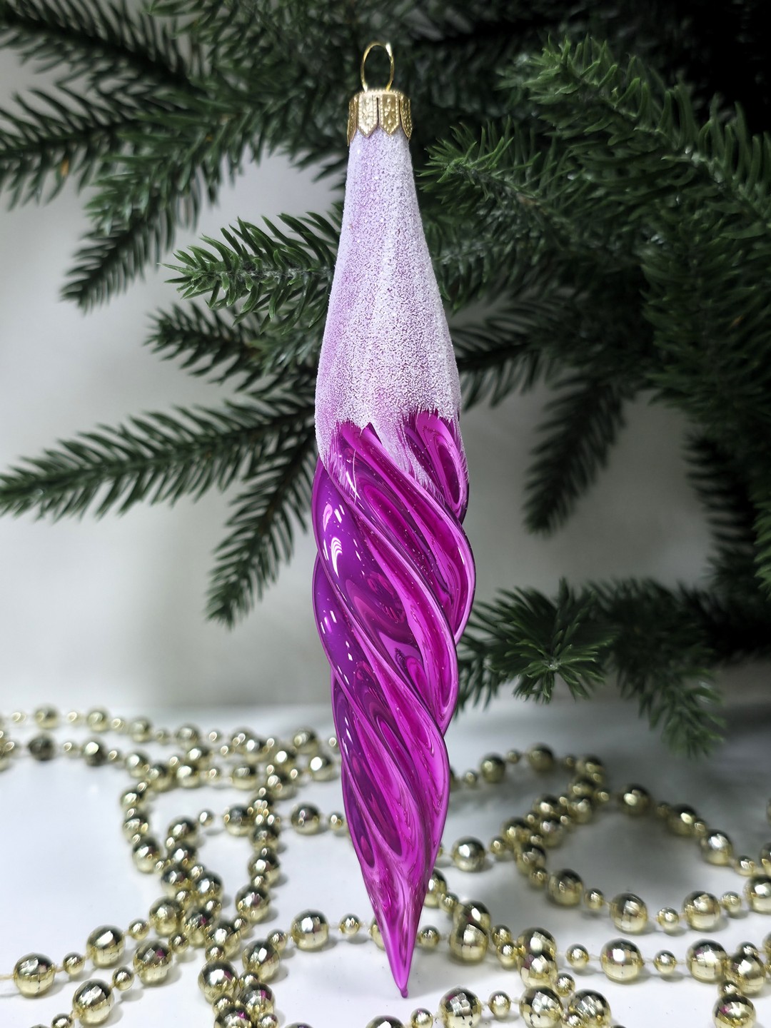 фото Стеклянная елочная игрушка Сосулька