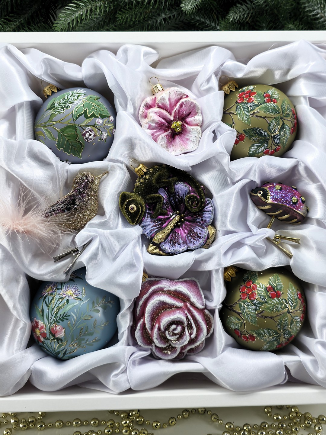 фото Набор ёлочных игрушек Цветочный