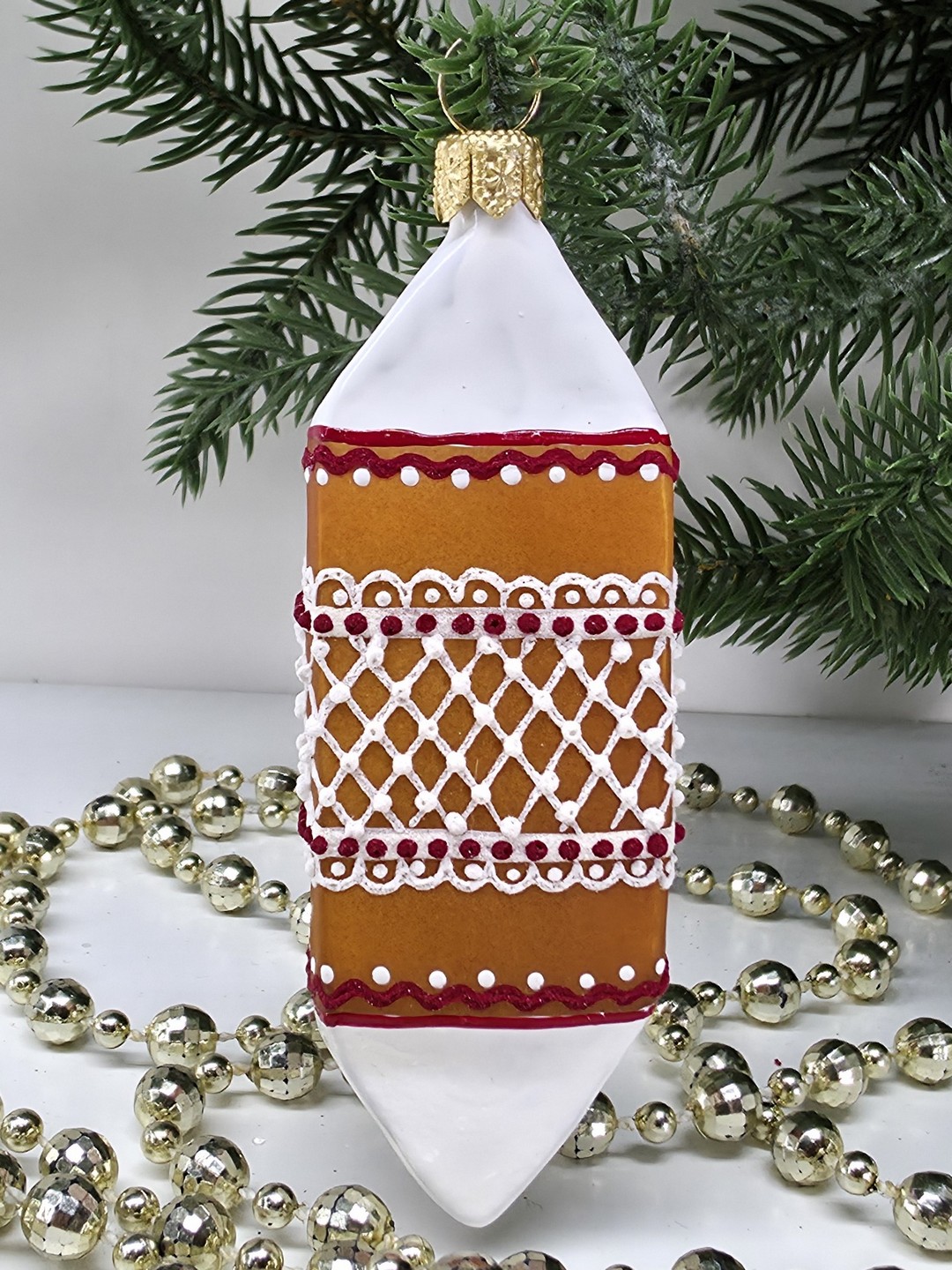 фото Стеклянная ёлочная игрушка Конфета 1