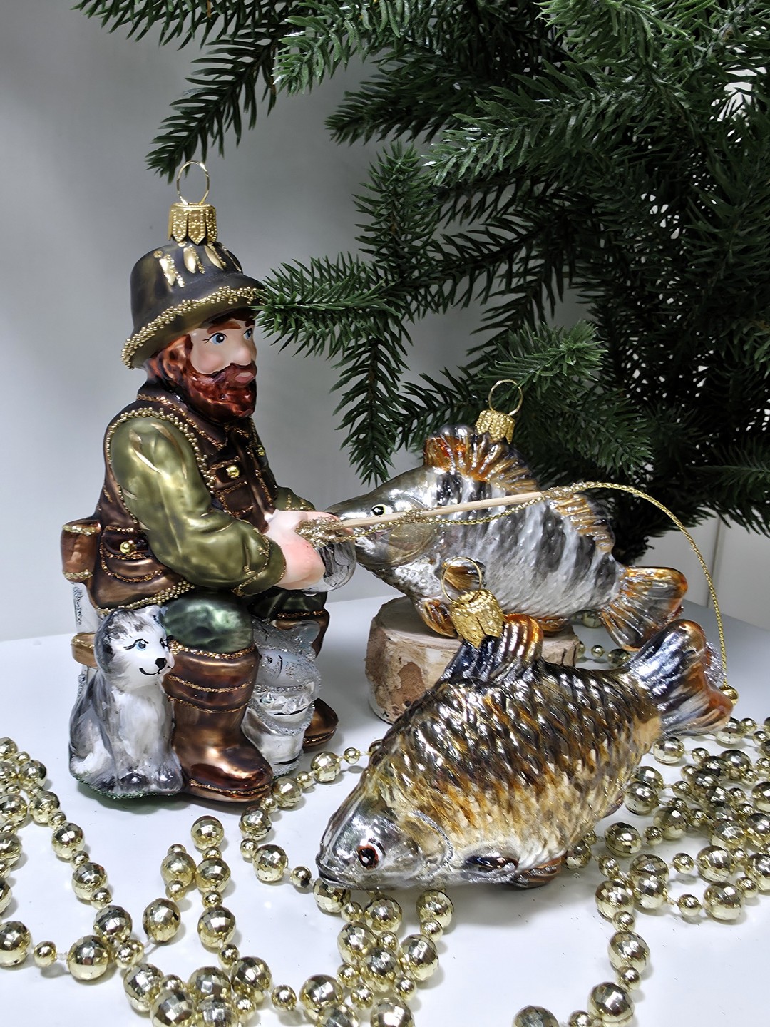 фото Набор ёлочных игрушек Рыбак и две рыбки