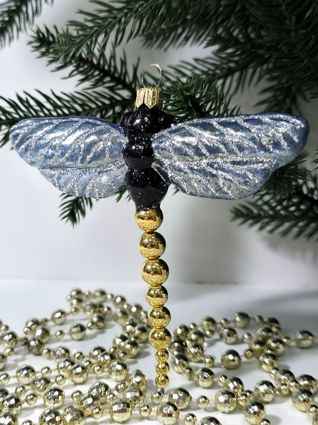 фото Стеклянная елочная игрушка Стрекоза