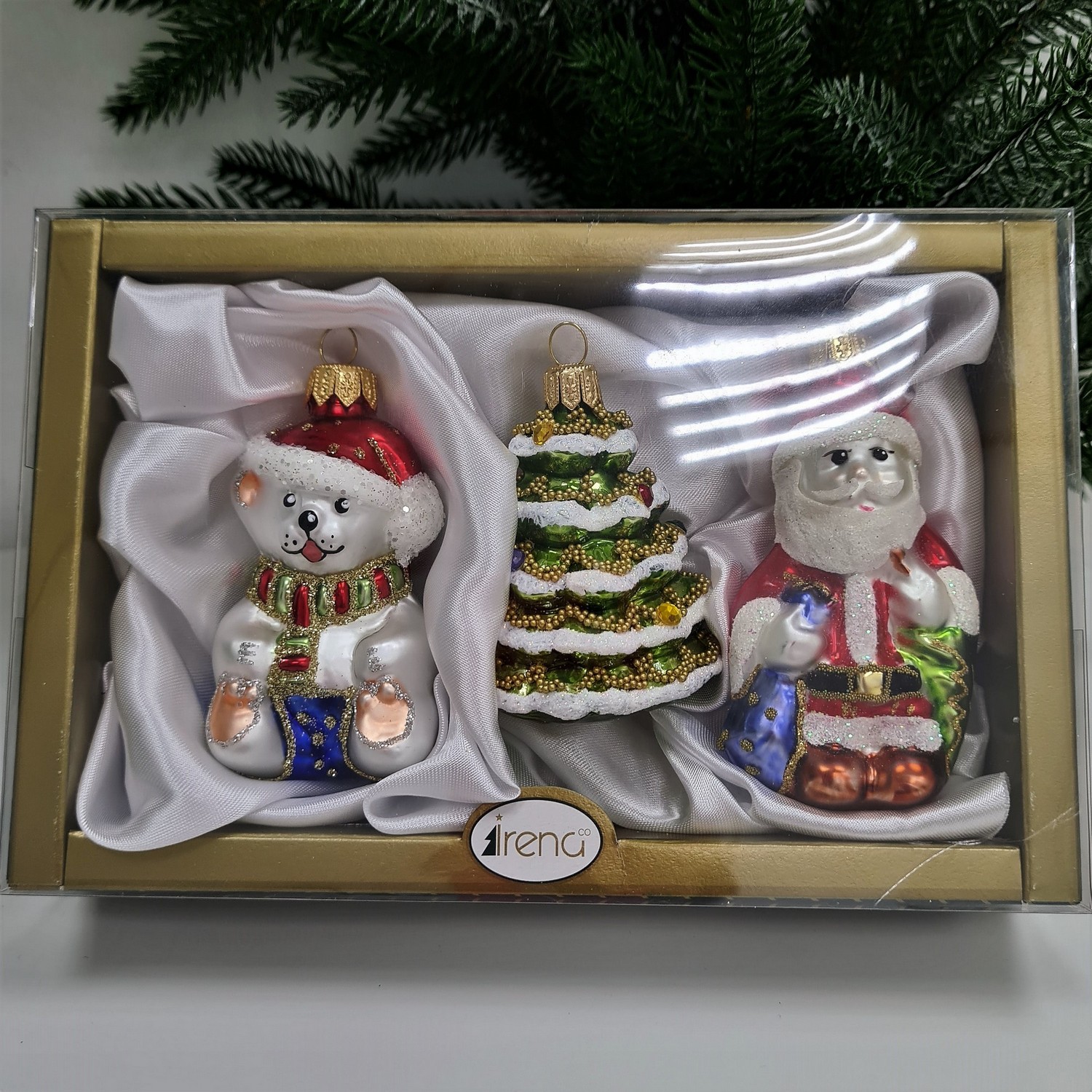 фото Набор ёлочных игрушек Дед Мороз, мишка и елочка