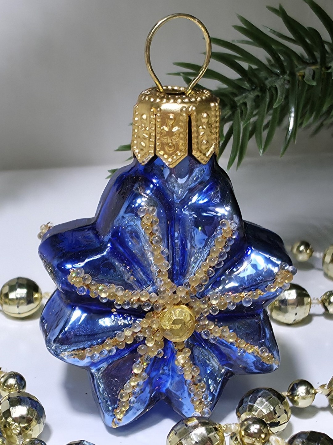 фото Стеклянная елочная игрушка Звездочка