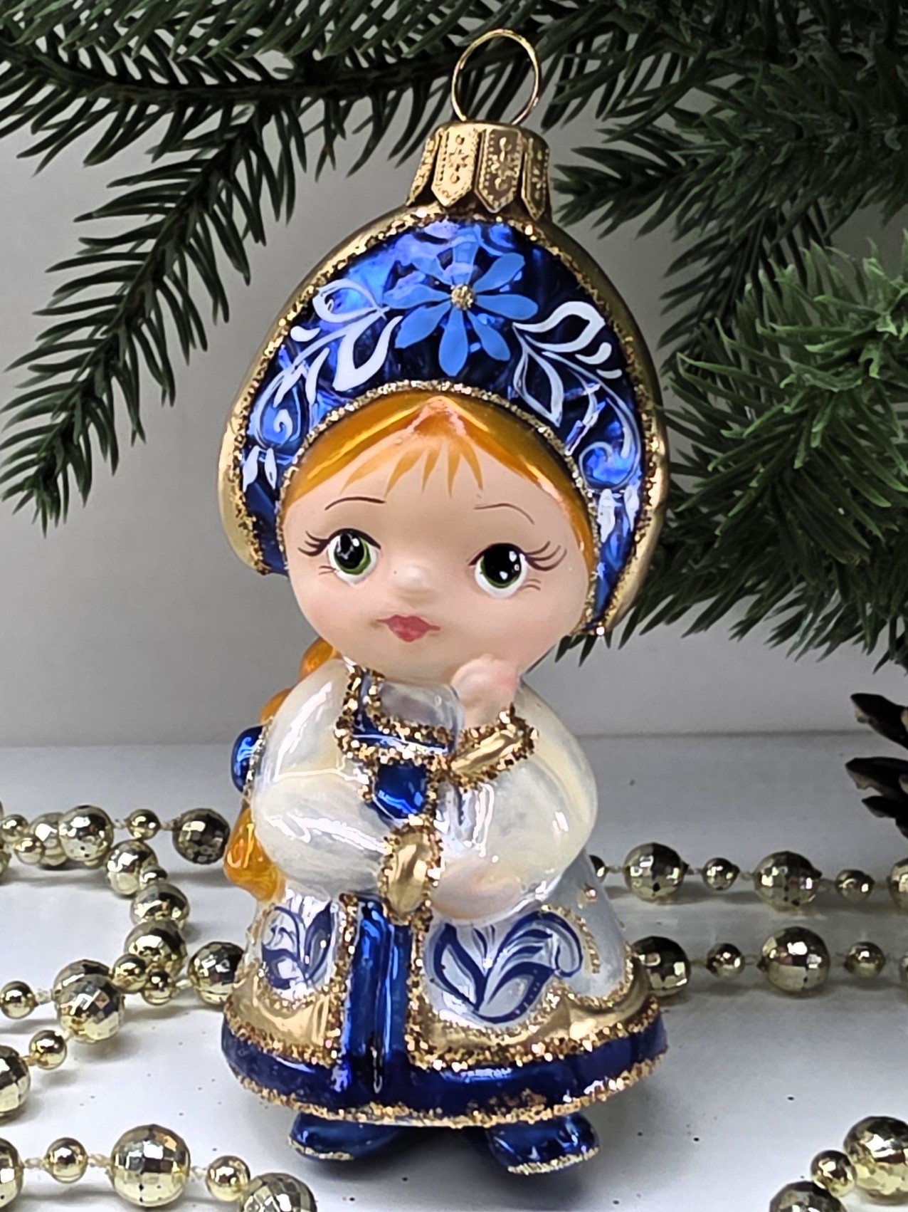 фото Стеклянная ёлочная игрушка Василиса-7