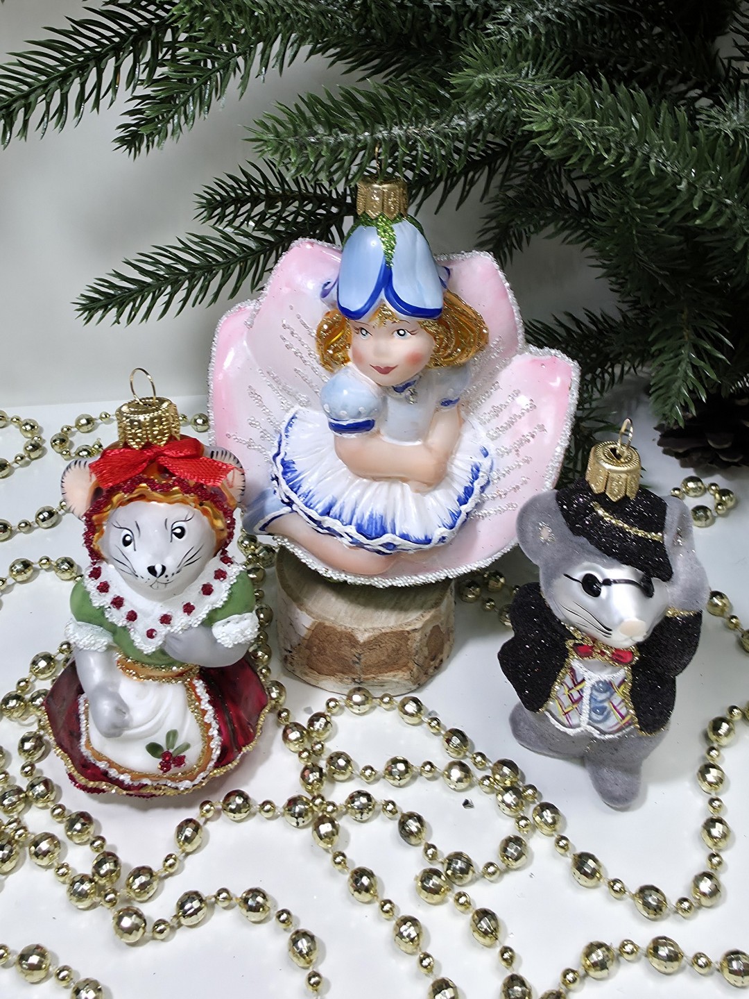 фото Набор ёлочных игрушек Дюймовочка, мышка и крот