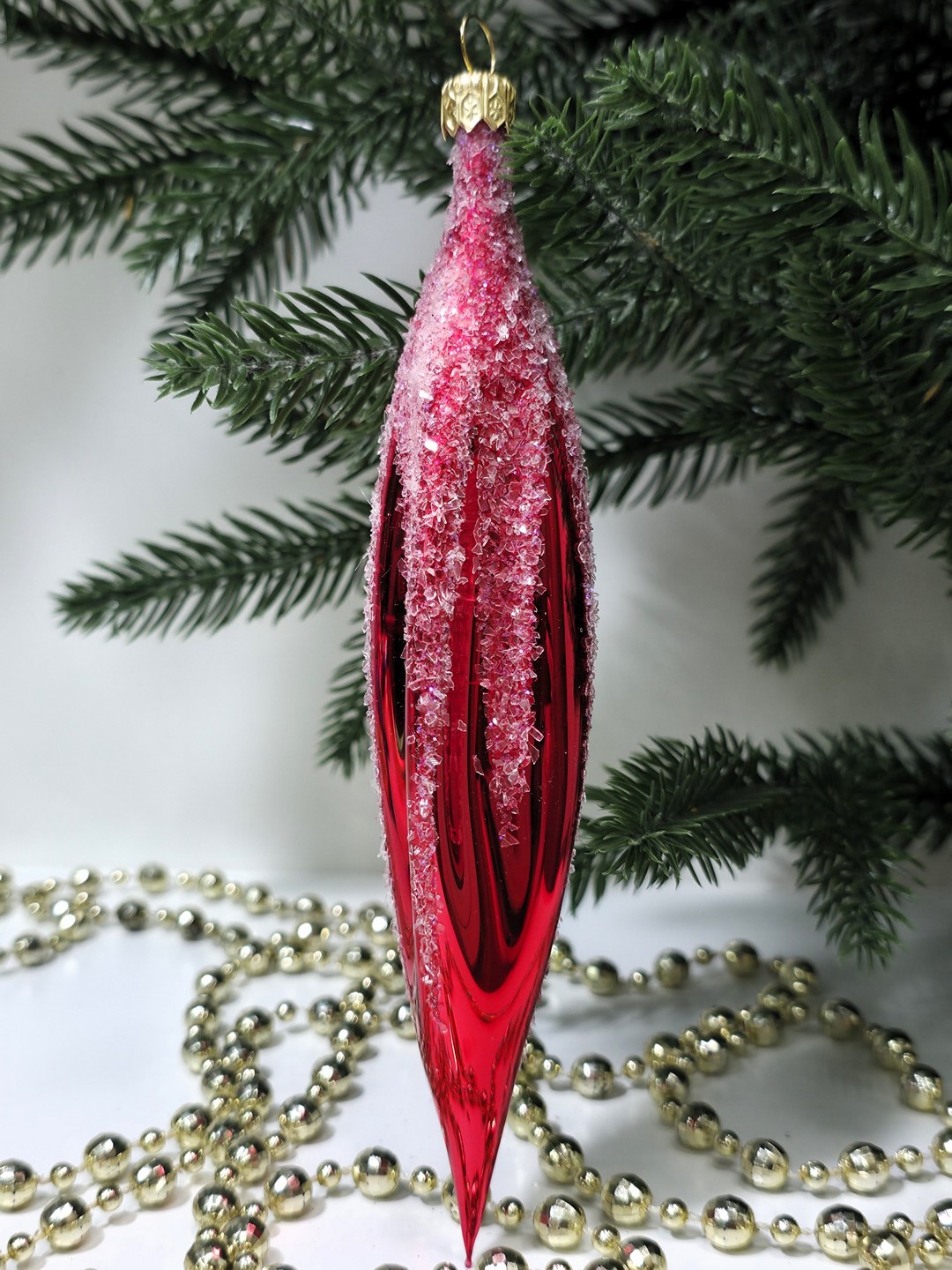 фото Стеклянная елочная игрушка Сосулька