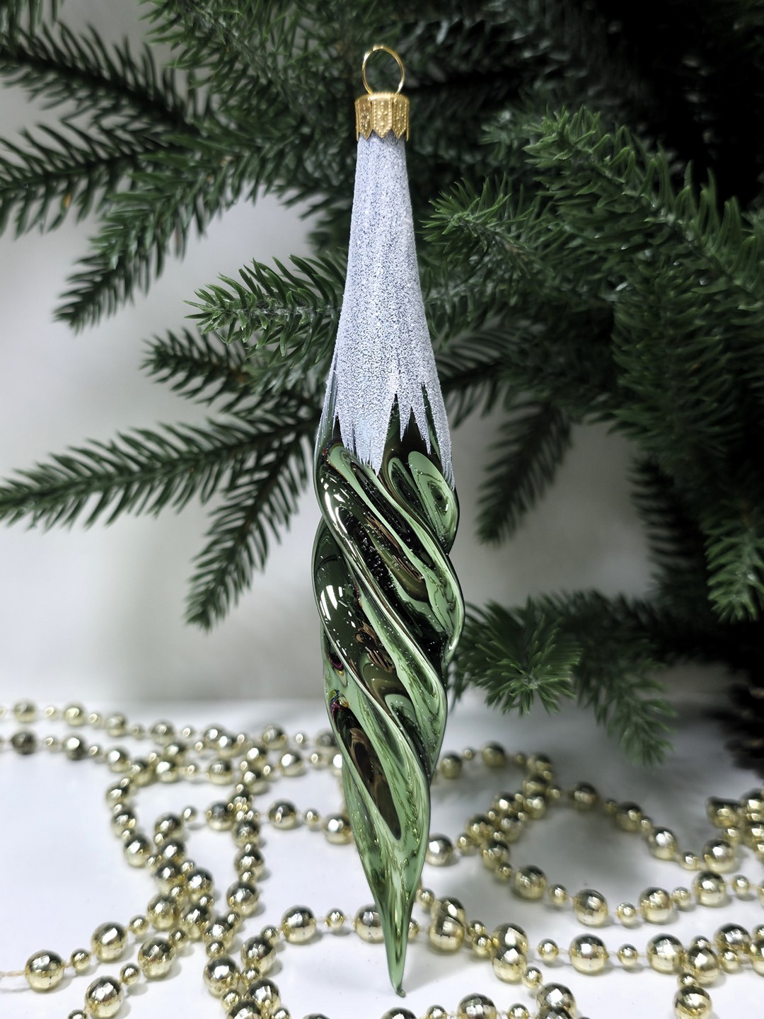 фото Стеклянная елочная игрушка Сосулька