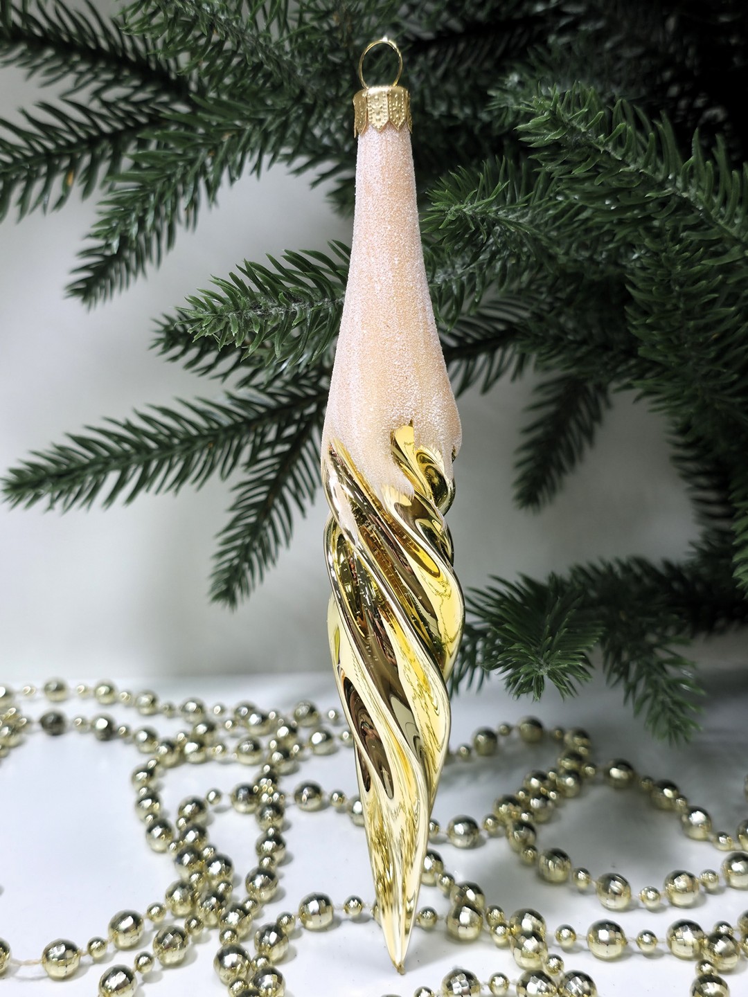 фото Стеклянная елочная игрушка Сосулька