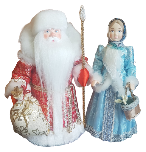 фото Набор Дед Мороз и Снегурочка из ткани №124