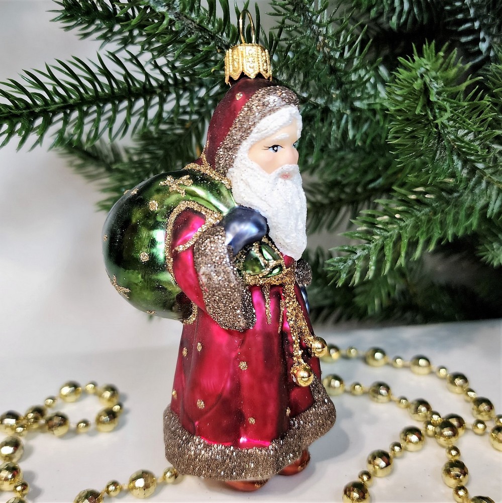 фото Стеклянная елочная игрушка Дед Мороз царский