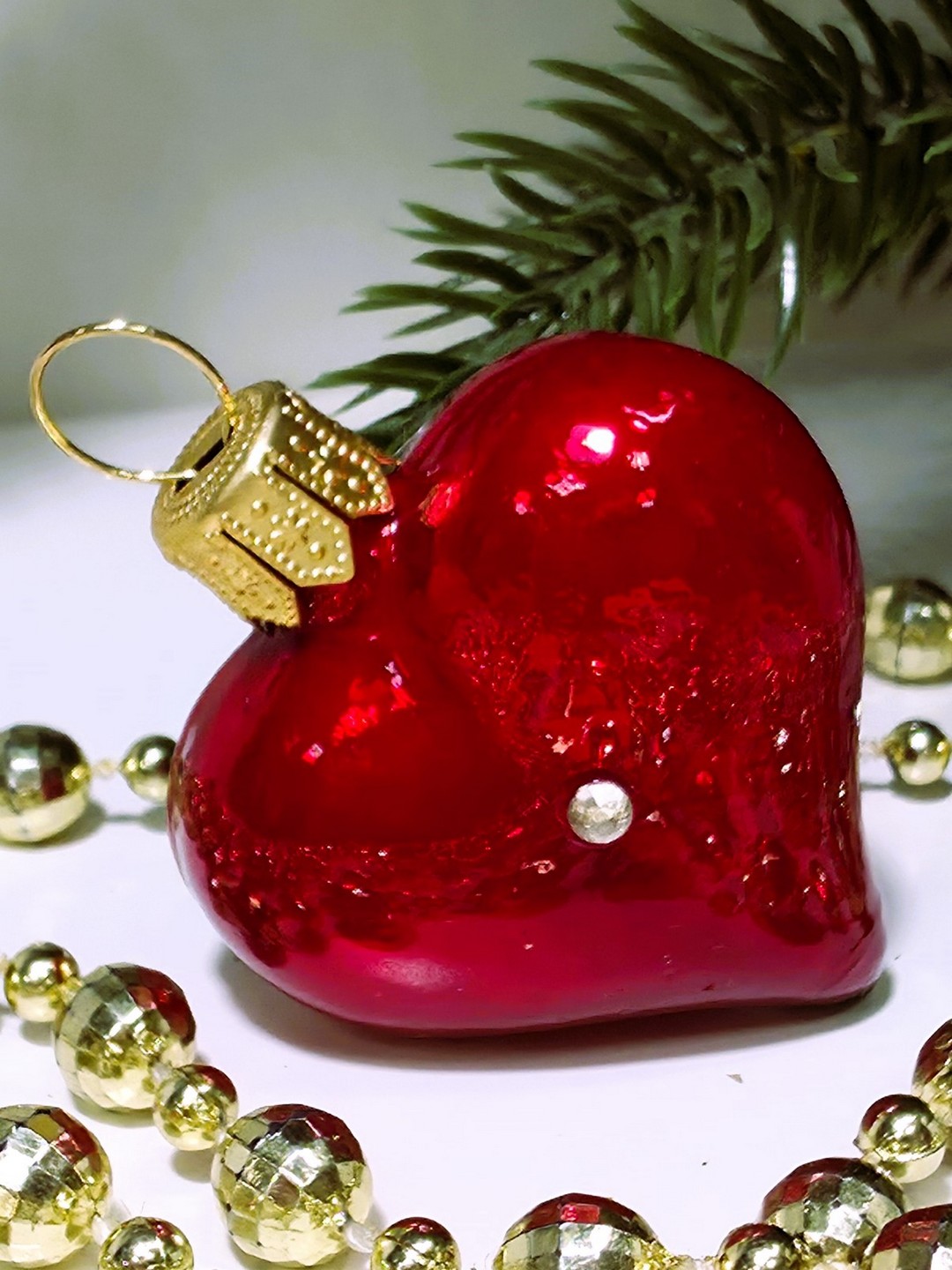 фото Стеклянная елочная игрушка Сердечко