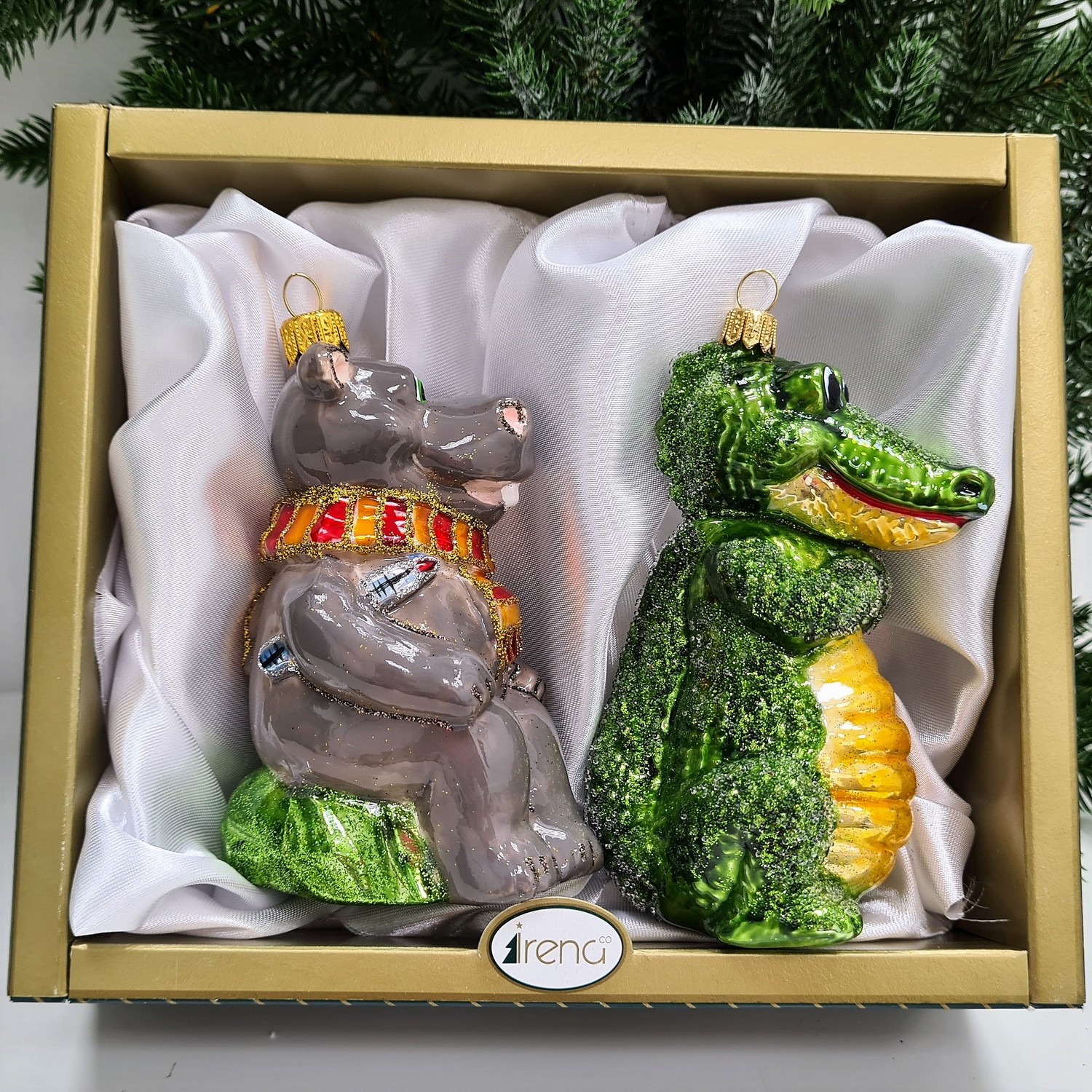 фото Набор ёлочных игрушек Бегемот и крокодил из айболита
