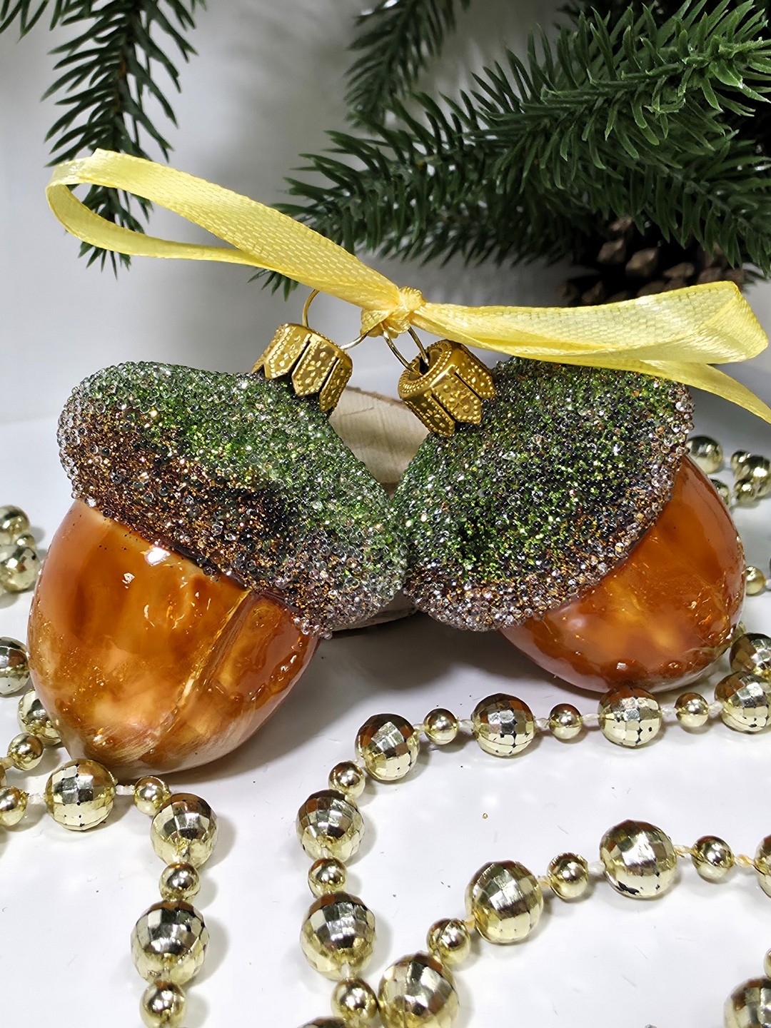 фото Набор ёлочных игрушек Два желудя эмаль