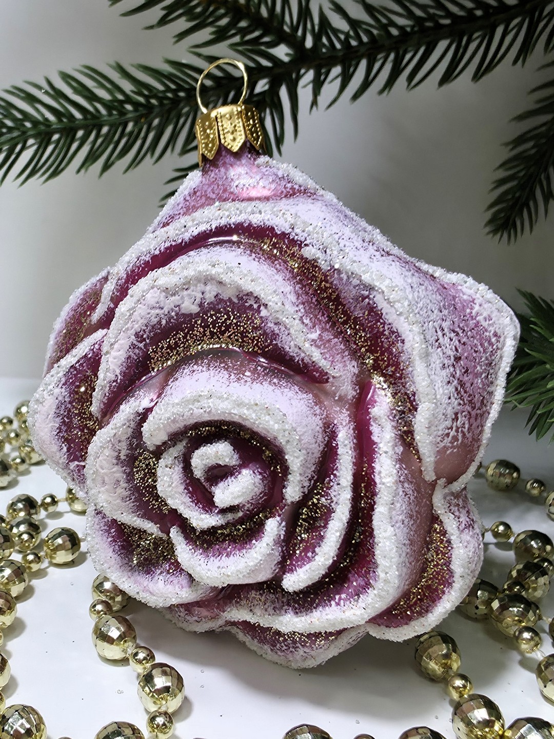 фото Стеклянная елочная игрушка Роза