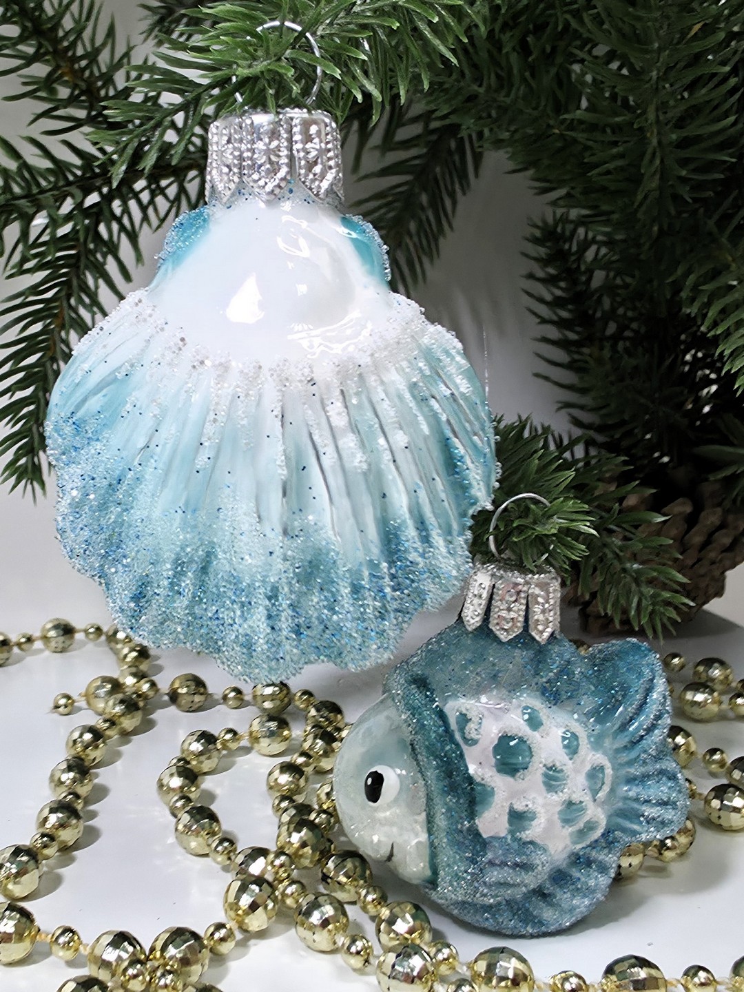 фото Набор ёлочных игрушек Ракушка и рыбка