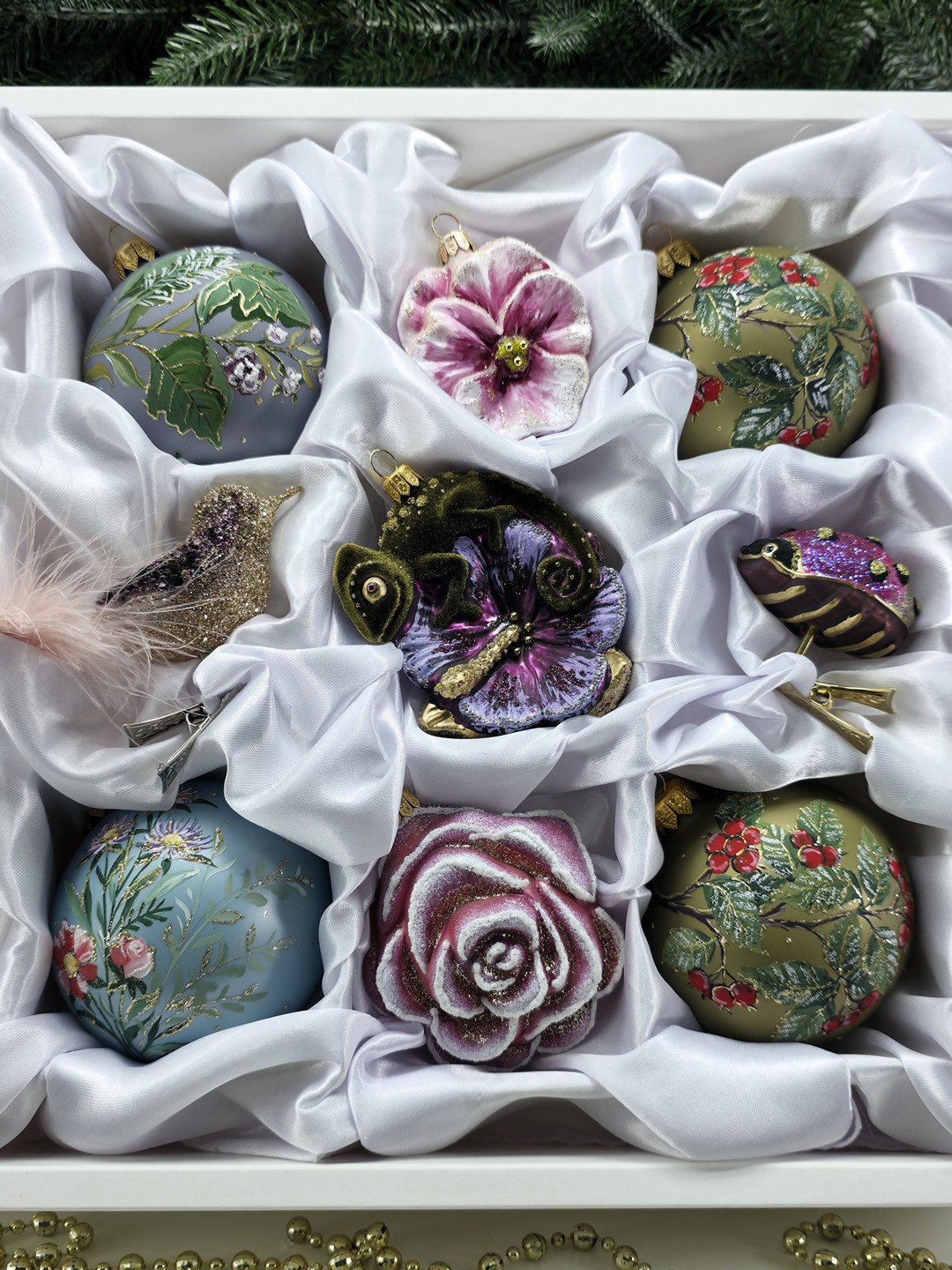 фото Набор ёлочных игрушек Цветочный