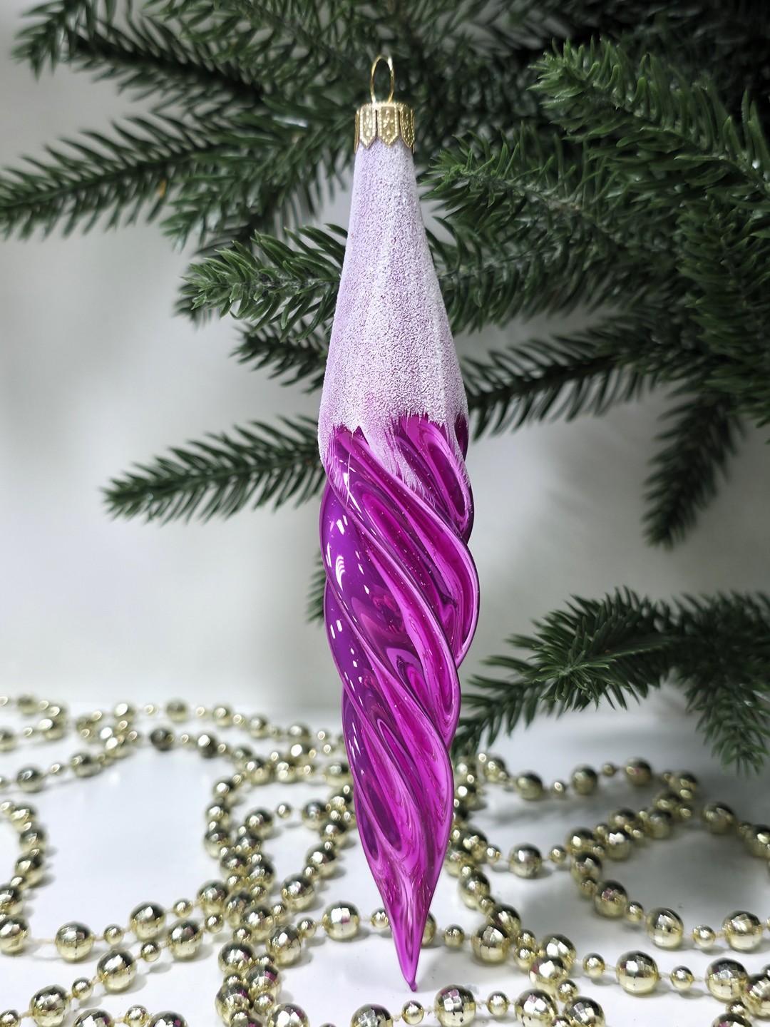 фото Стеклянная елочная игрушка Сосулька