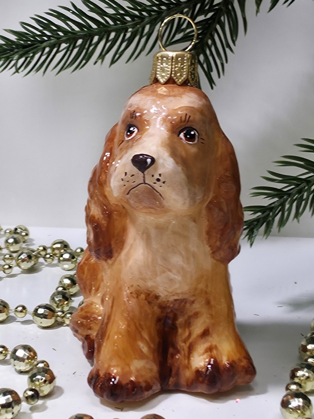 фото Стеклянная елочная игрушка Спаниель