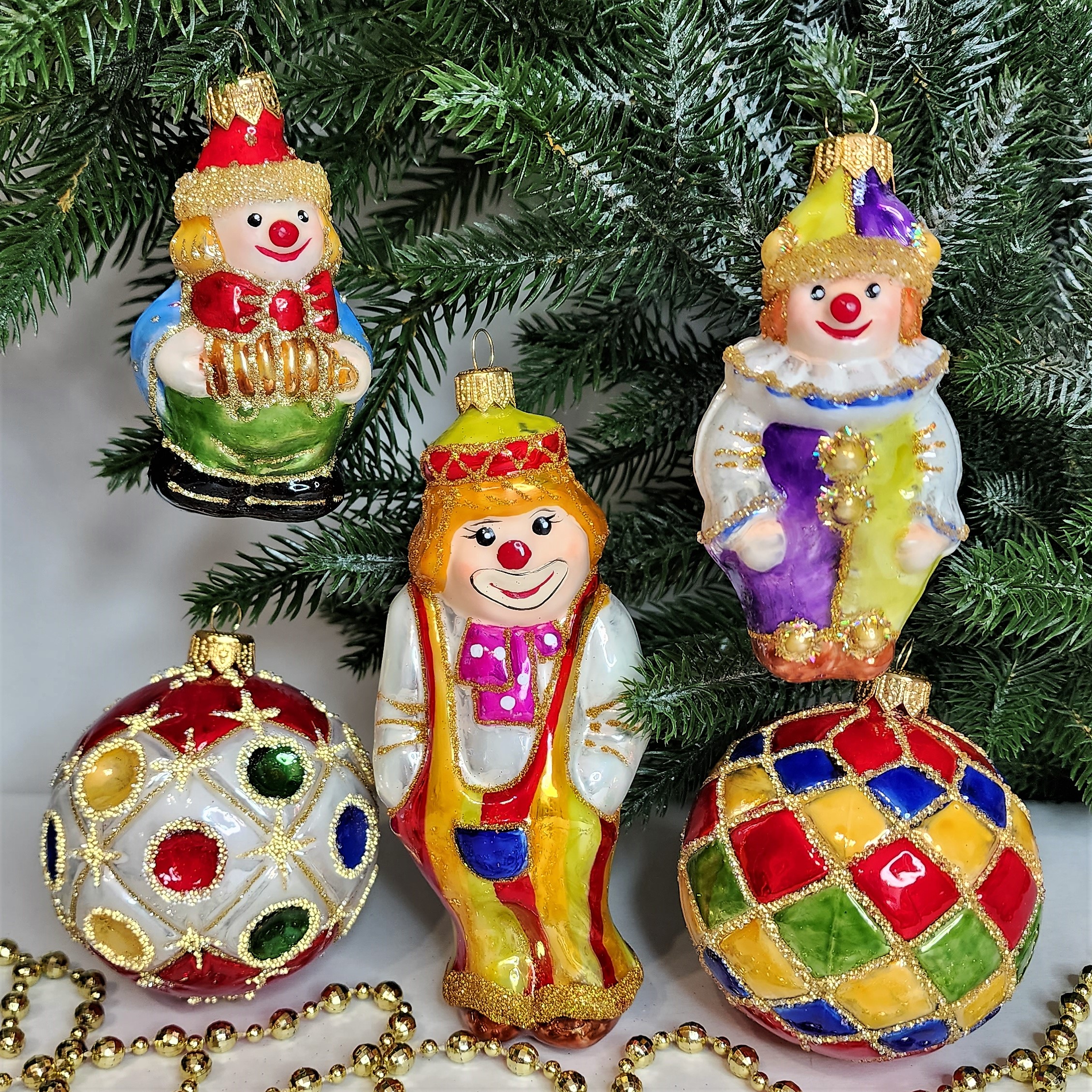 фото Набор ёлочных игрушек Три клоуна и 2 шара