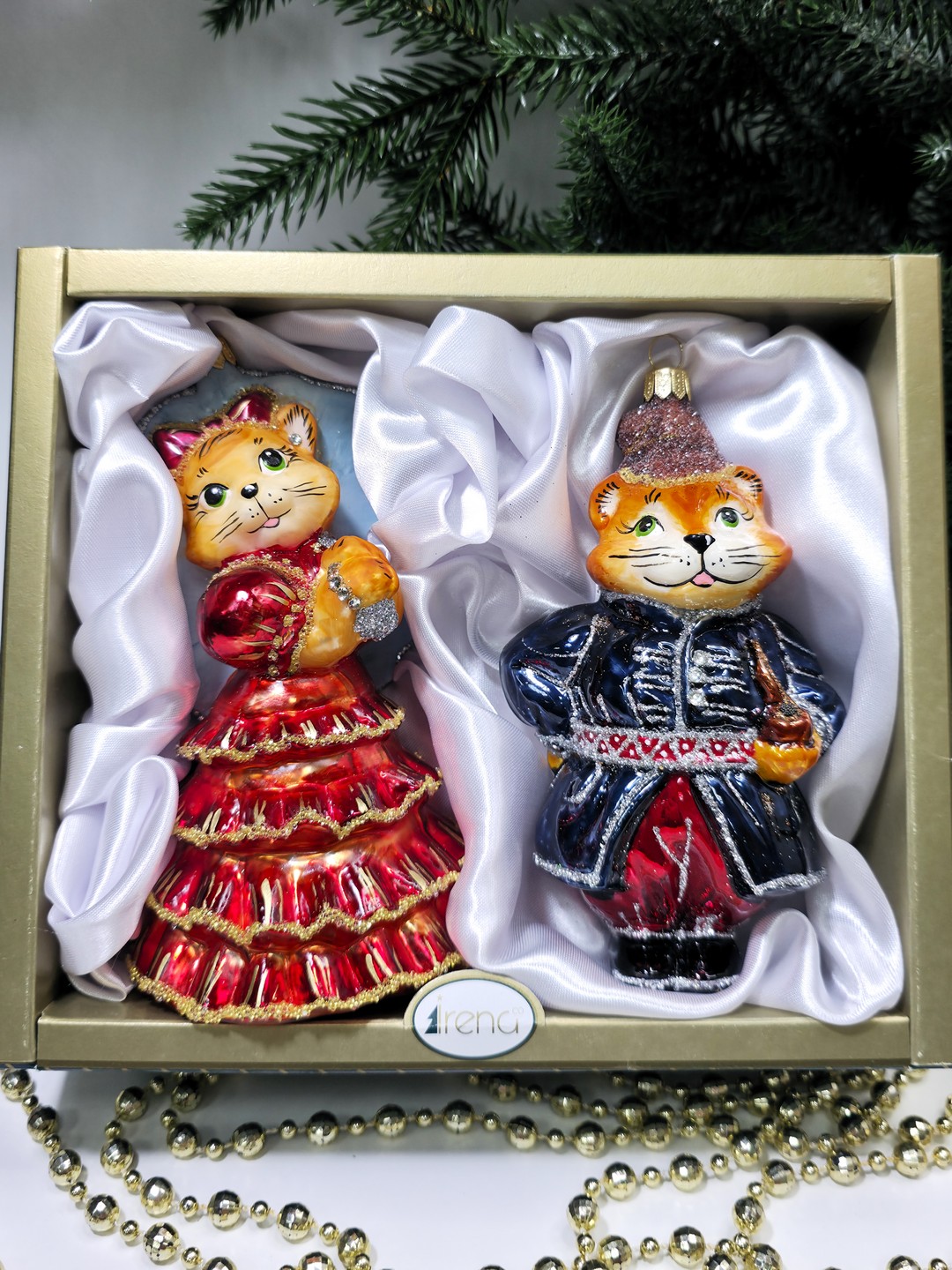 фото Набор ёлочных игрушек Котофей и Кошка с зонтиком