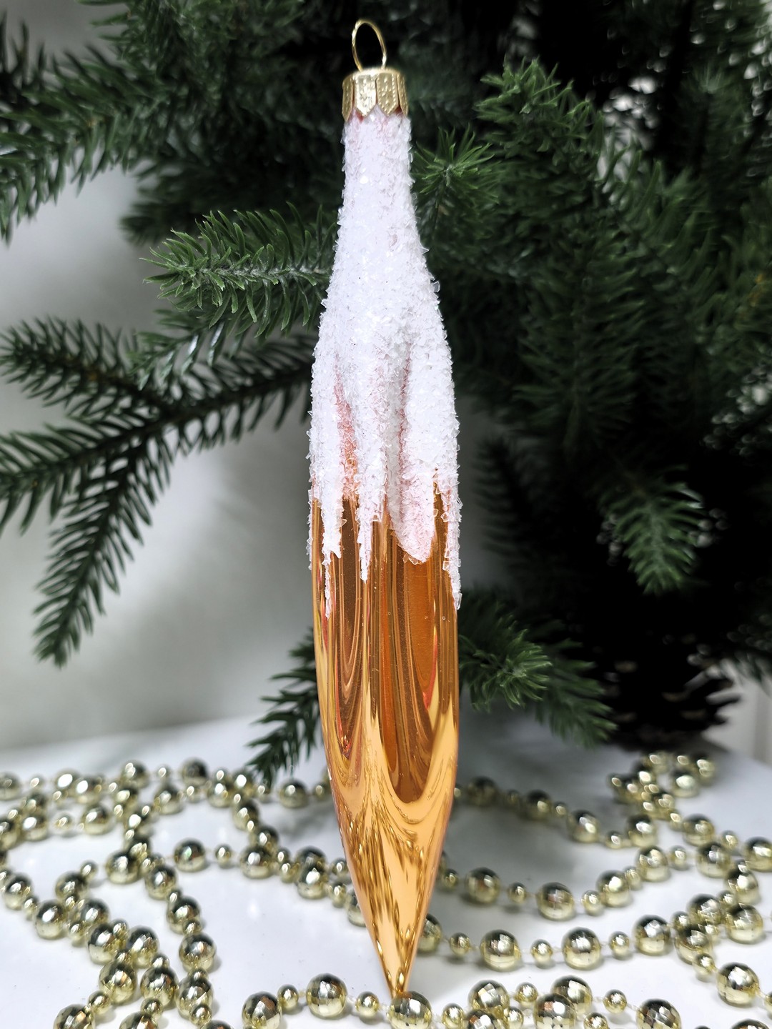 фото Стеклянная елочная игрушка Сосулька