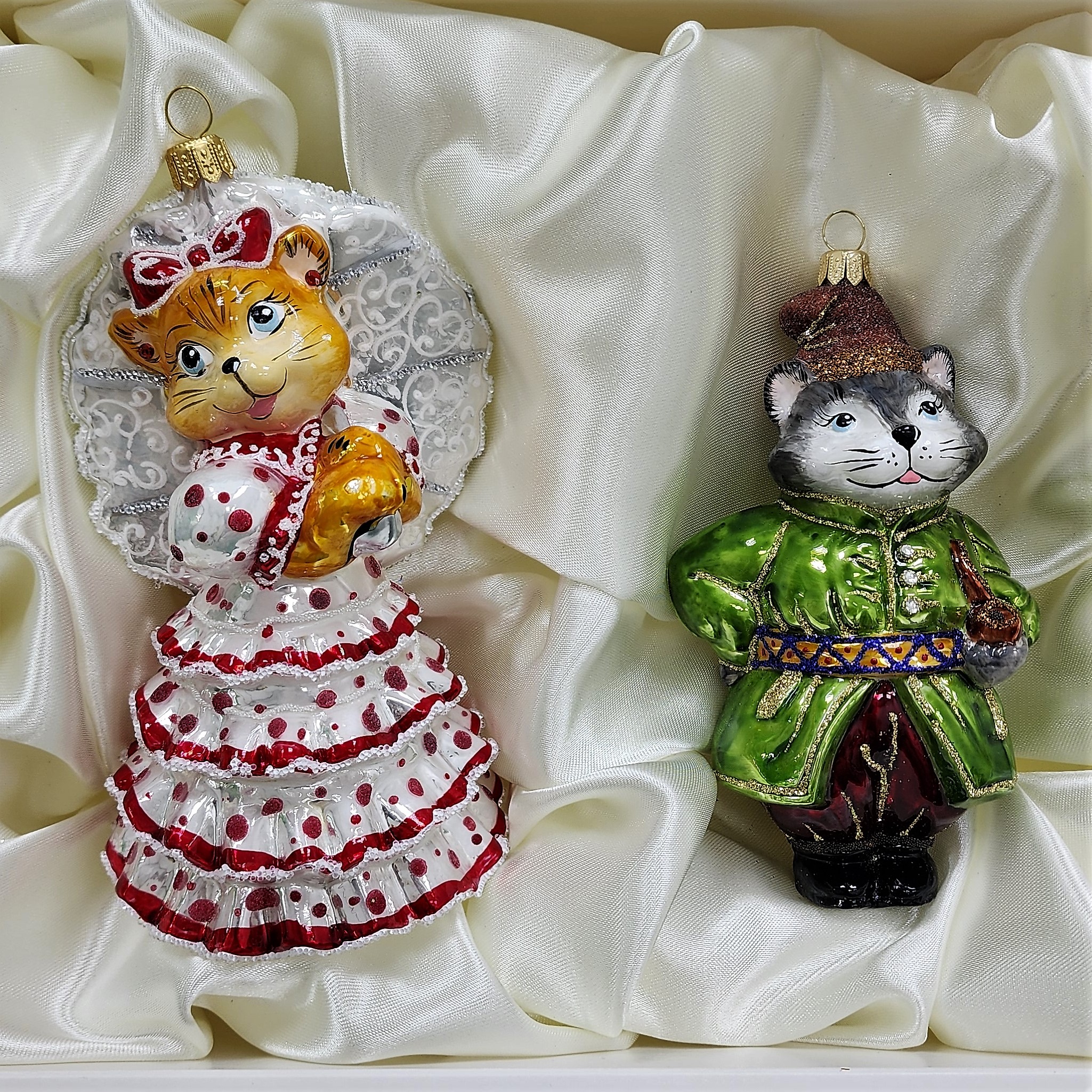 фото Набор ёлочных игрушек Котофей и Кошка с зонтиком