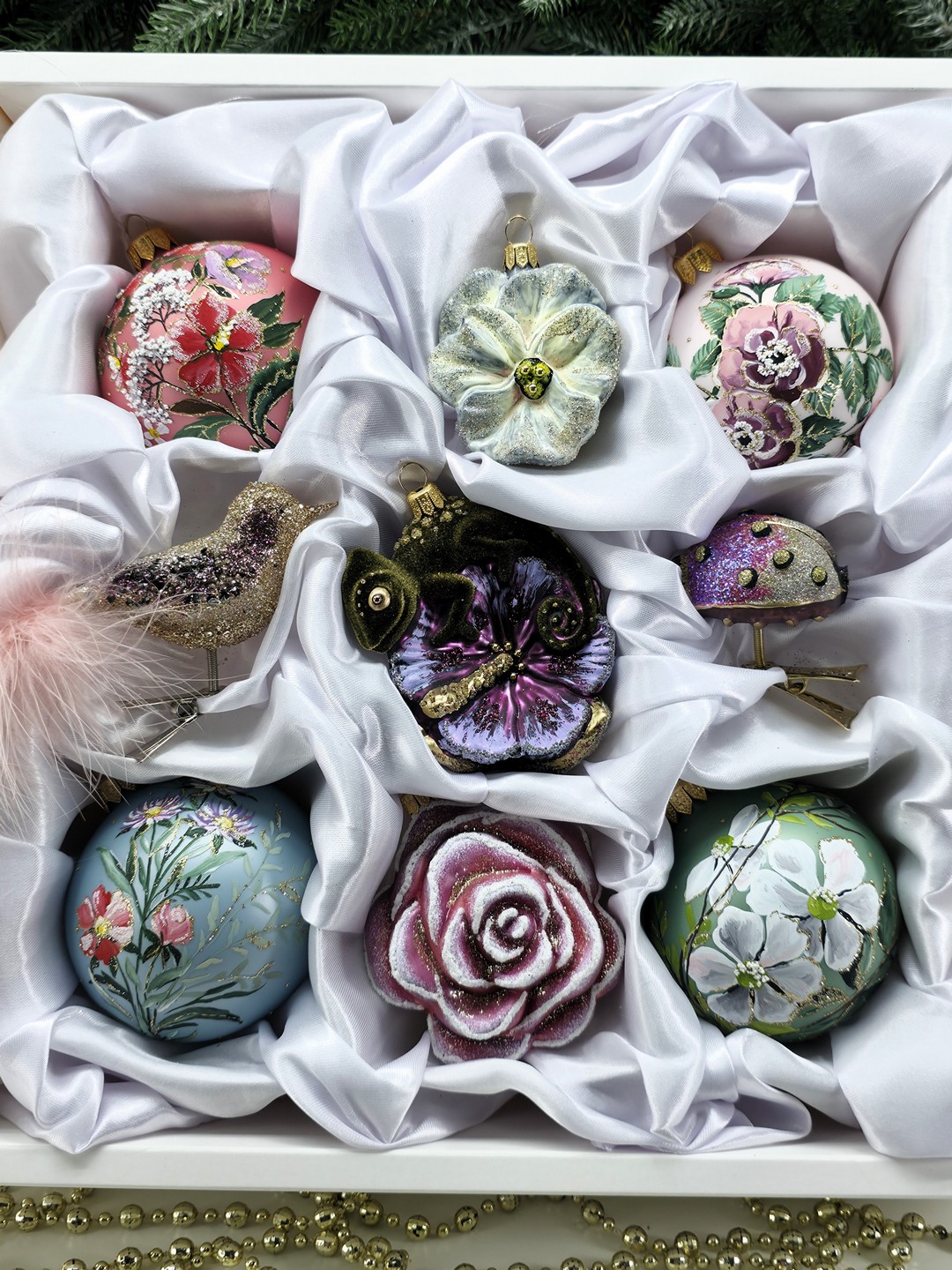 фото Набор ёлочных игрушек Цветочный